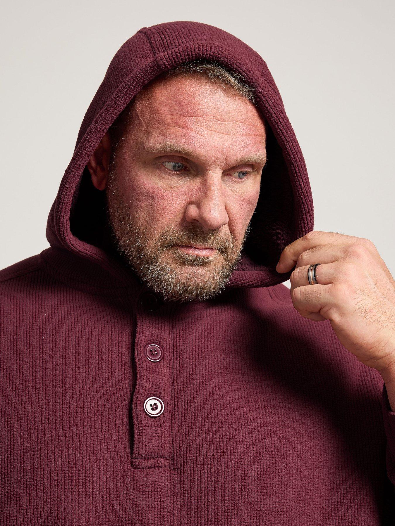  image of badrhino-button-neck-borg-hoodie-red