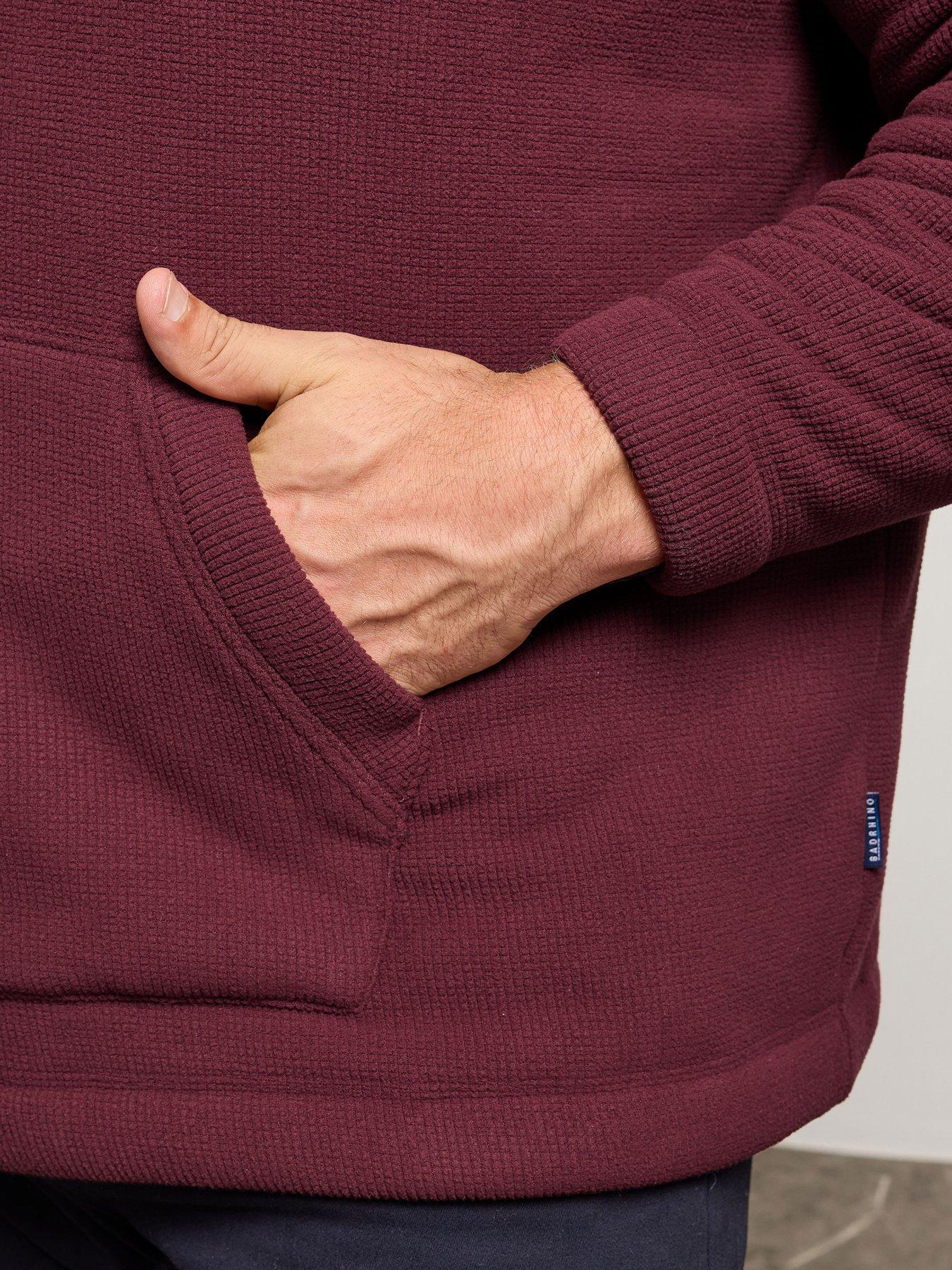  image of badrhino-button-neck-borg-hoodie-red