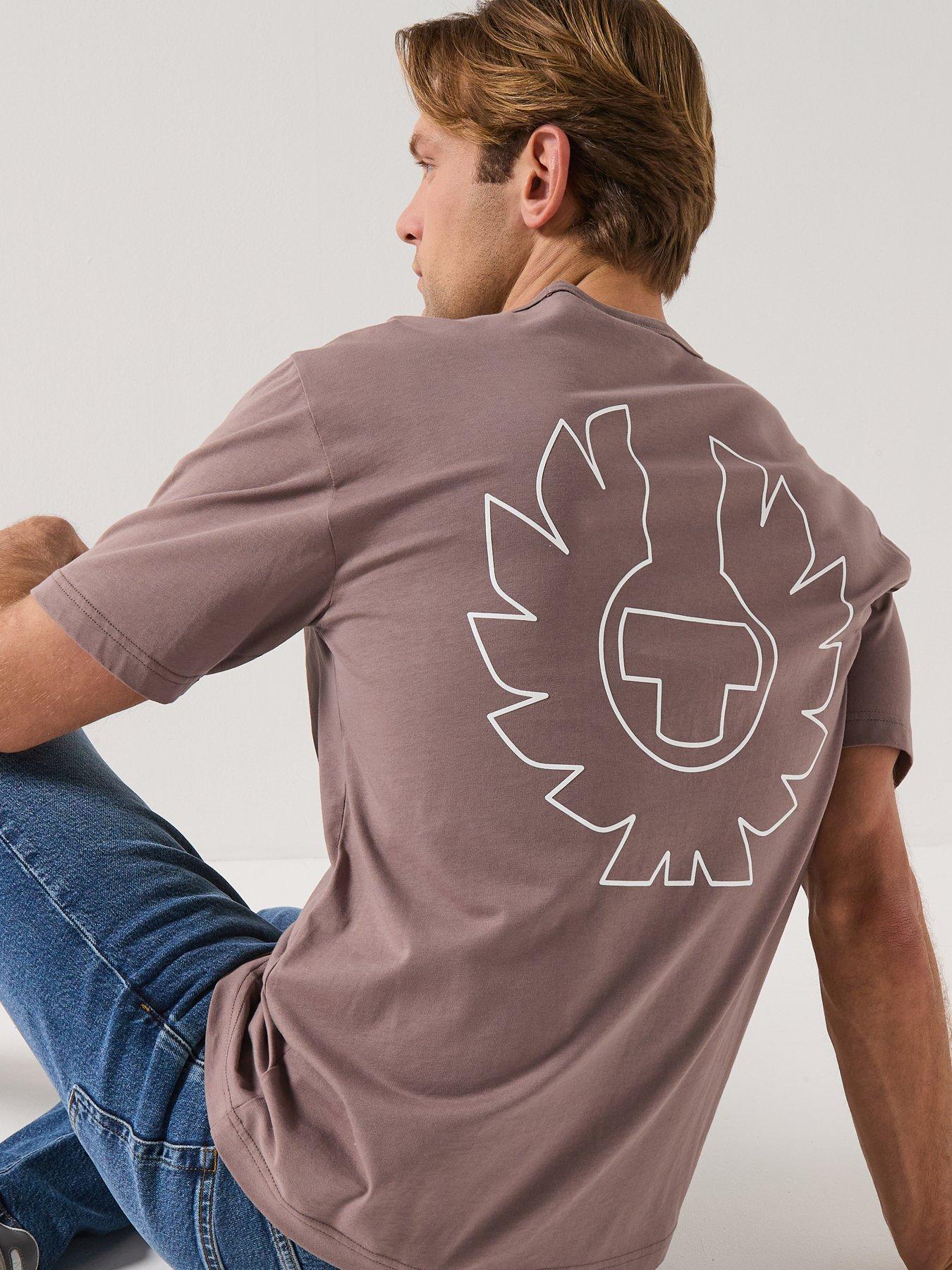  image of belstaff-border-large-back-logo-t-shirt-brown