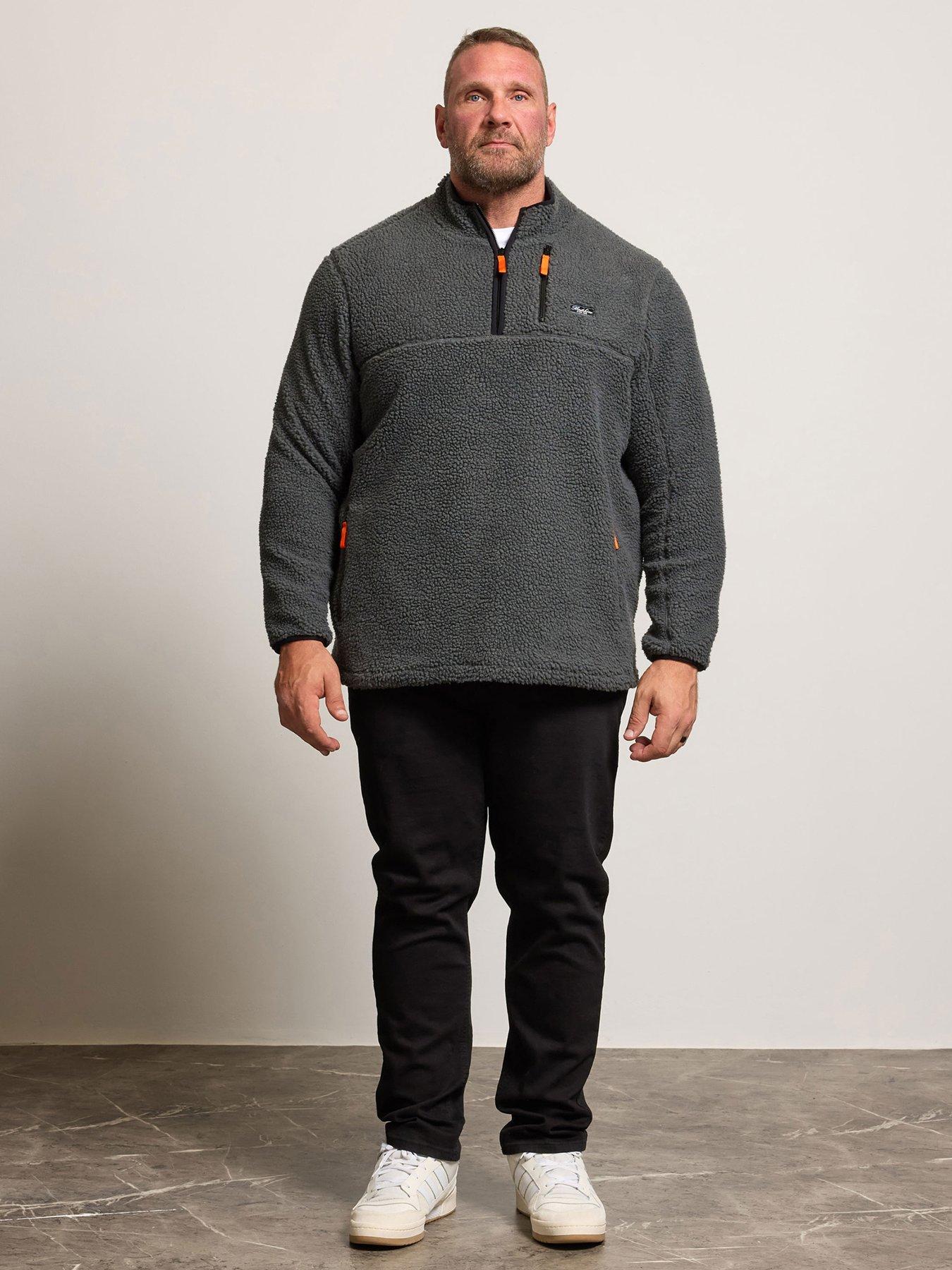  image of badrhino-sherpa-quarter-zip-sweatshirt-grey