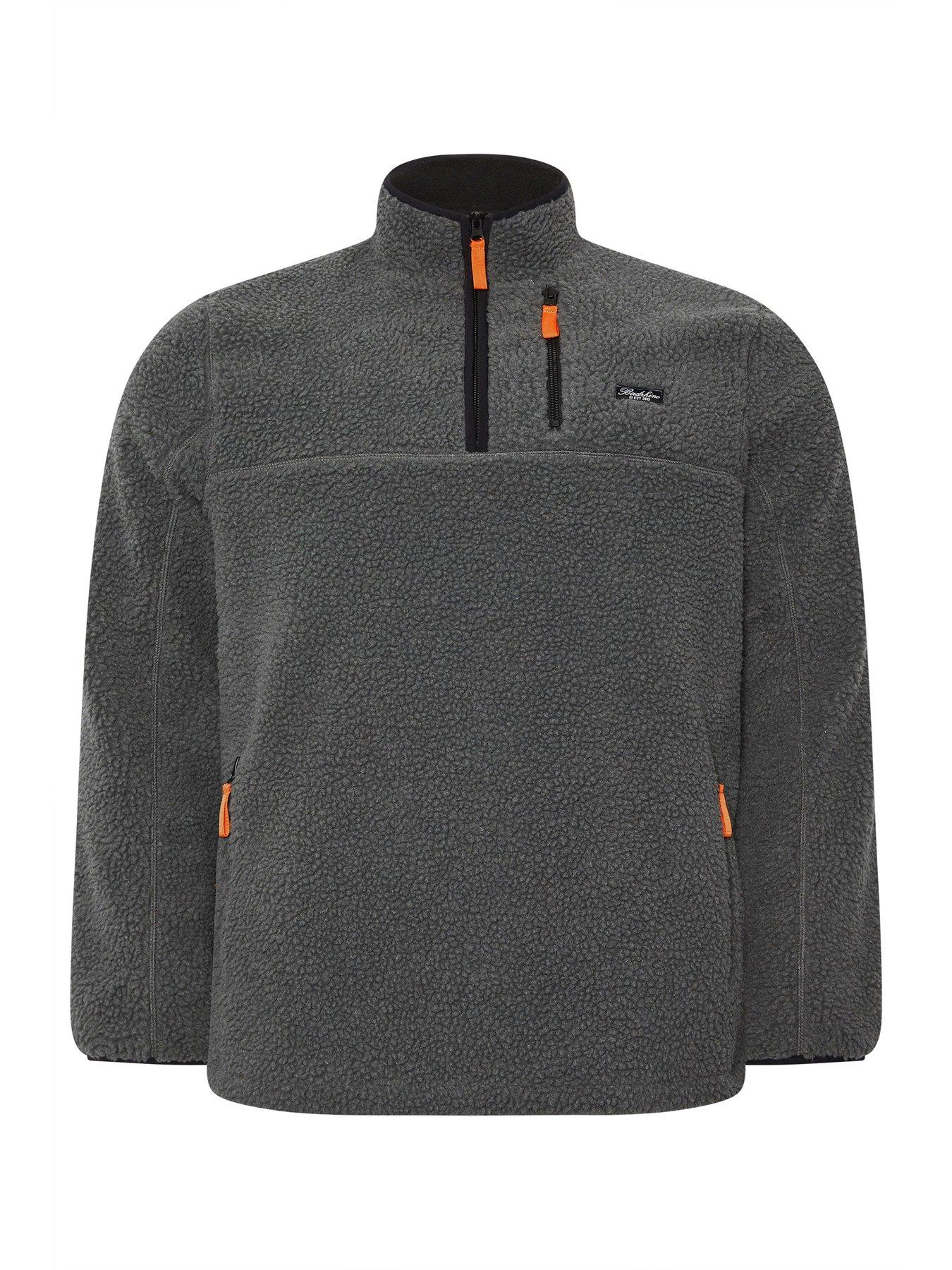  image of badrhino-sherpa-quarter-zip-sweatshirt-grey