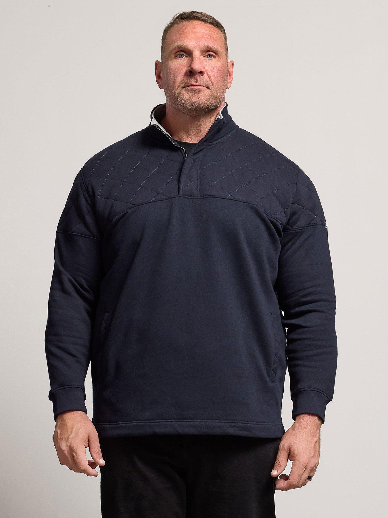  image of badrhino-quilted-half-zip-sweatshirt-blue