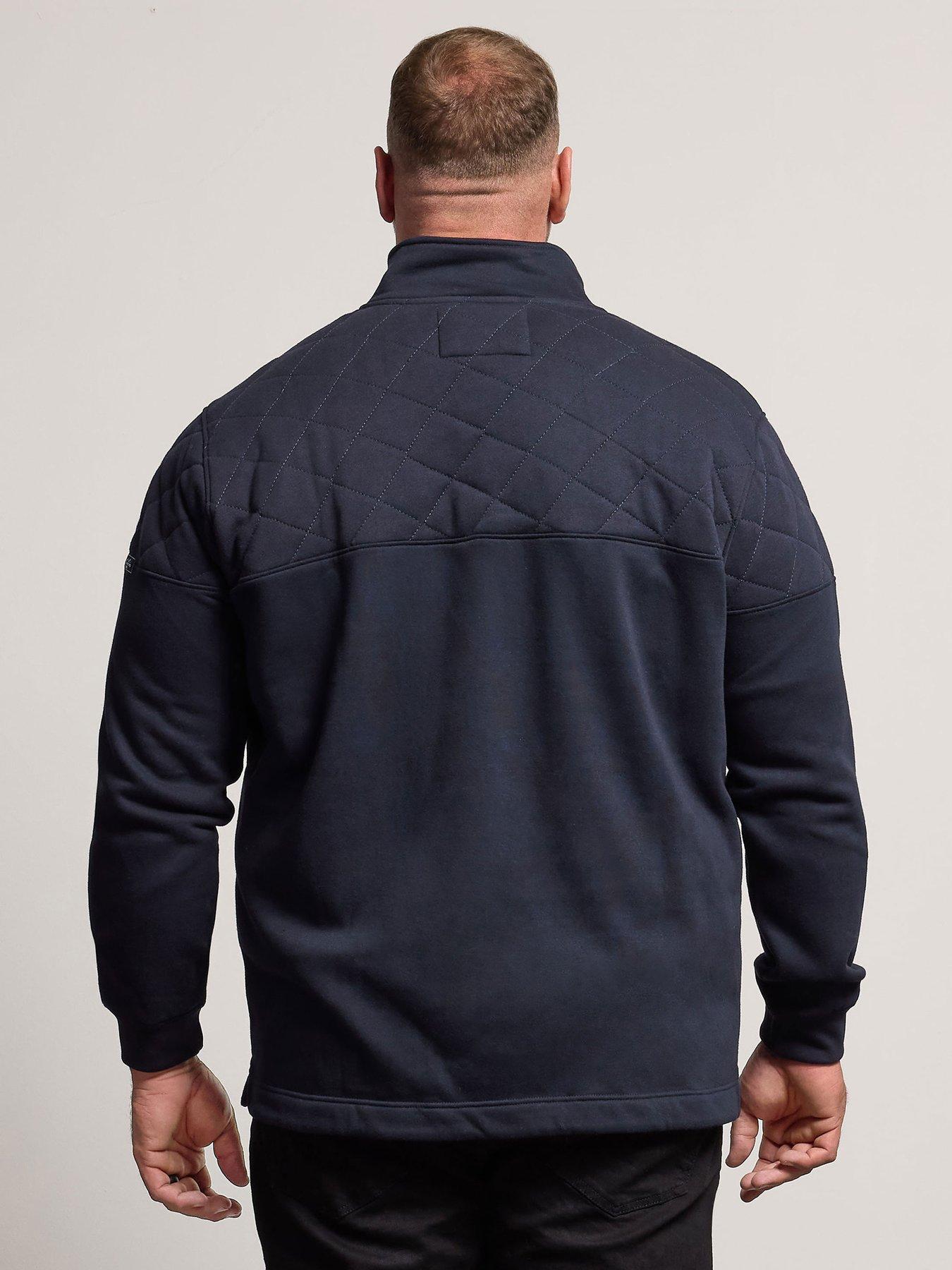  image of badrhino-quilted-half-zip-sweatshirt-blue