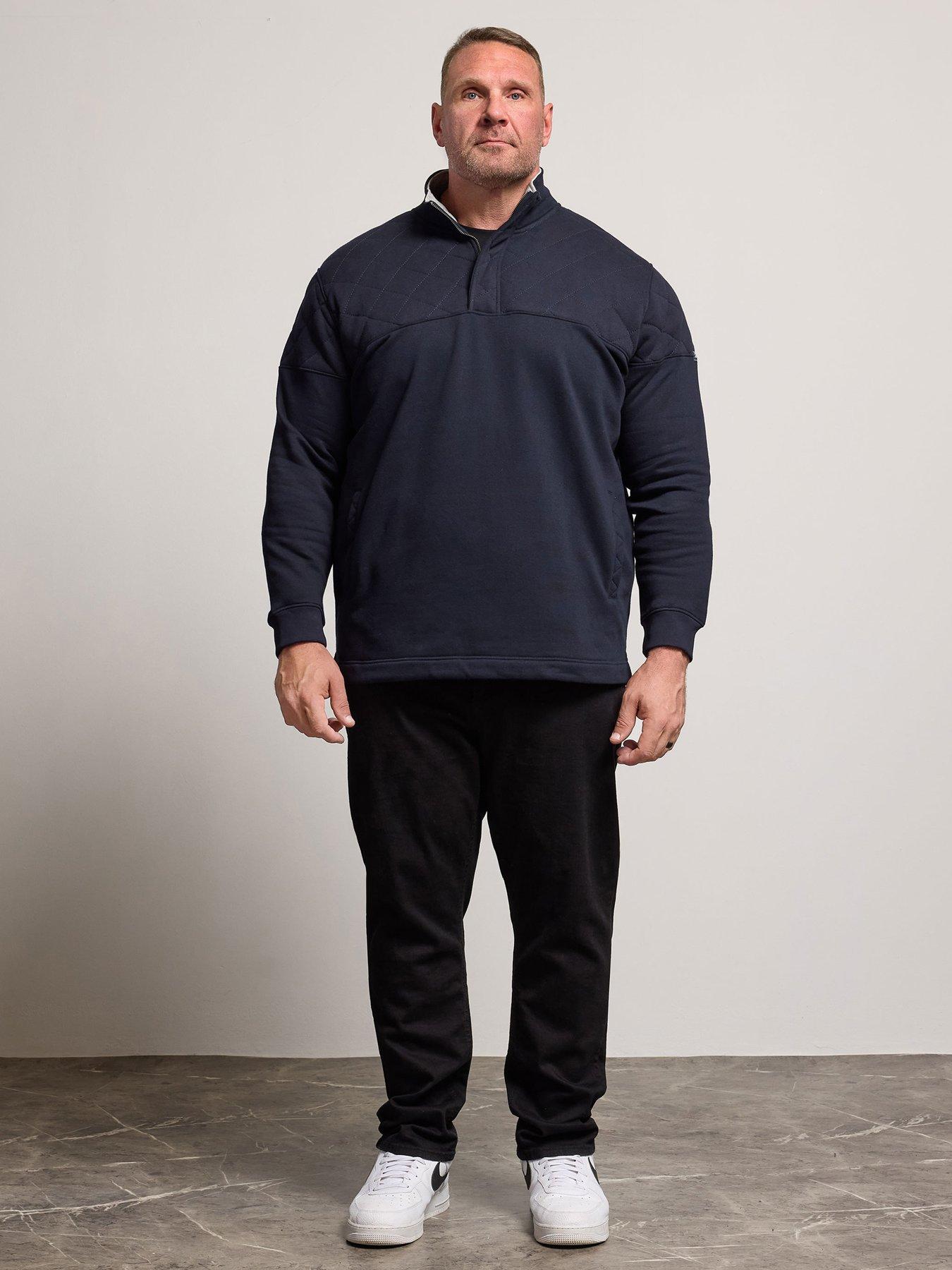  image of badrhino-quilted-half-zip-sweatshirt-blue