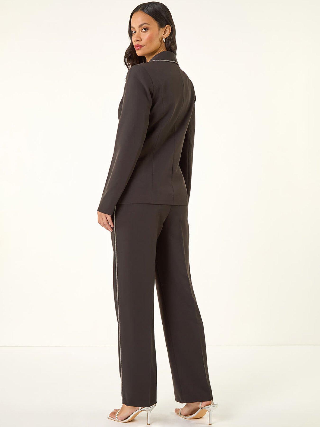  image of roman-dusk-diamante-single-breasted-blazer-black