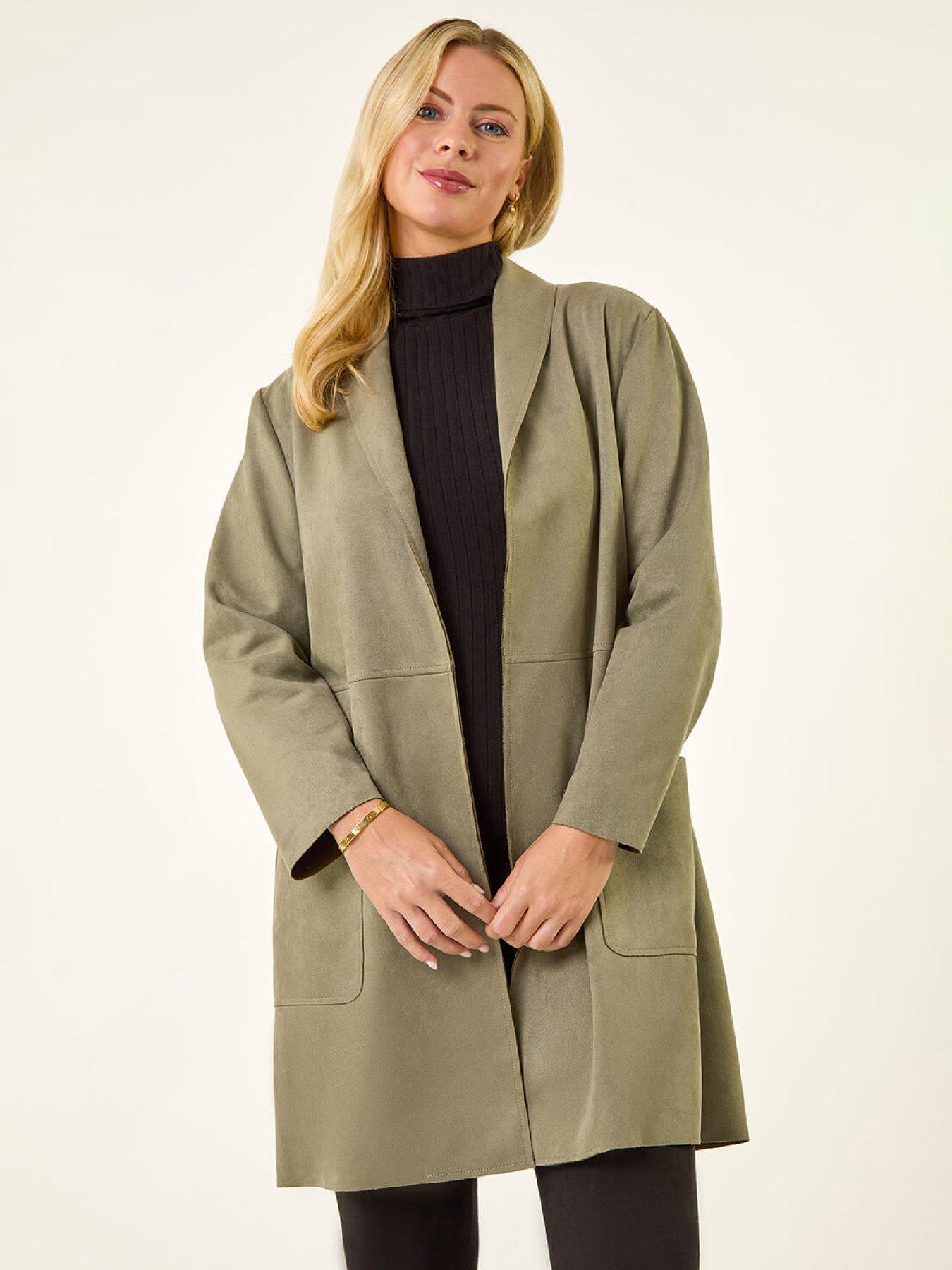 Roman Petite Faux Suede Pocket Jacket - Khaki