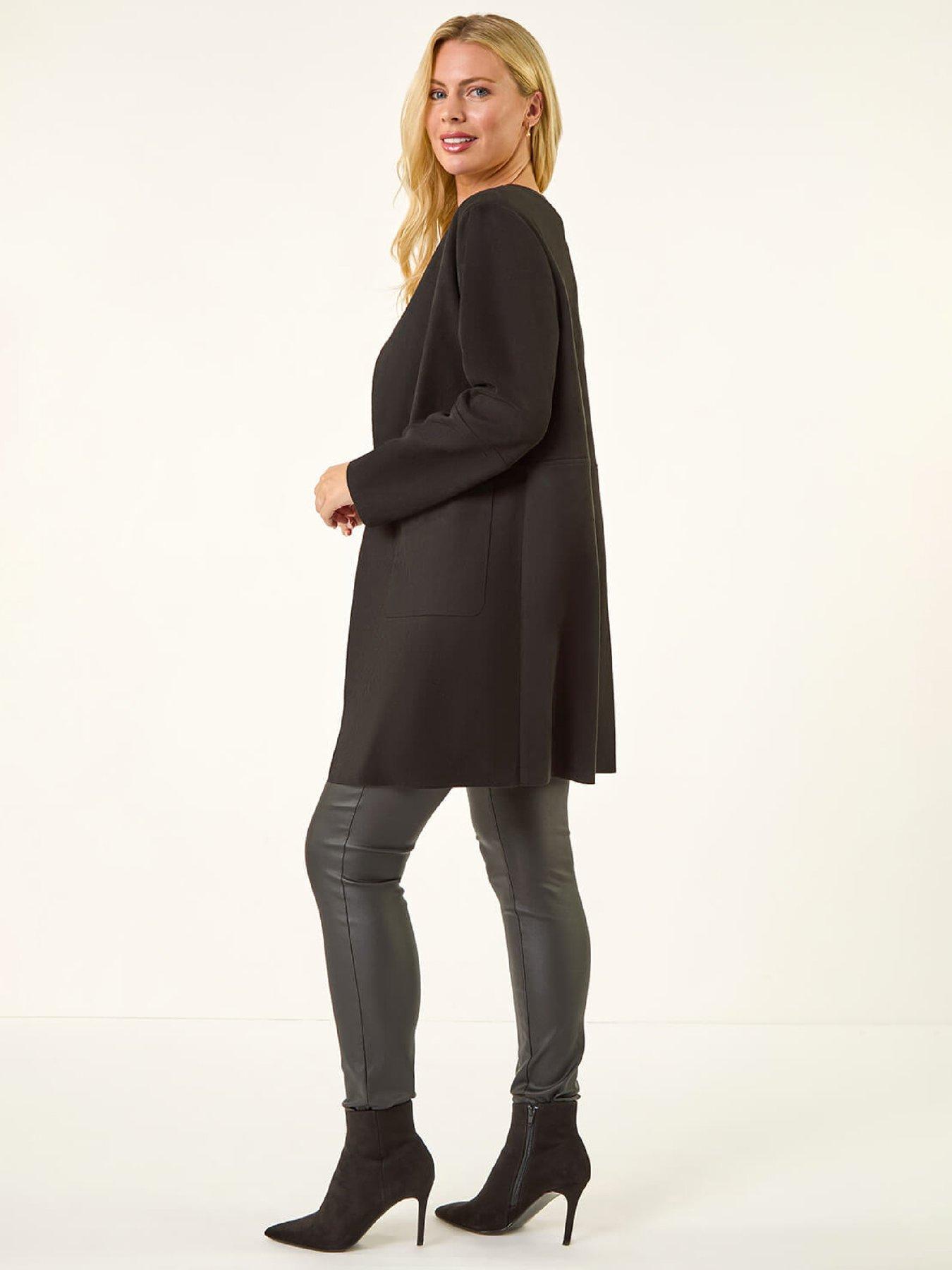  image of roman-petite-suede-contrast-pocket-jacket-black