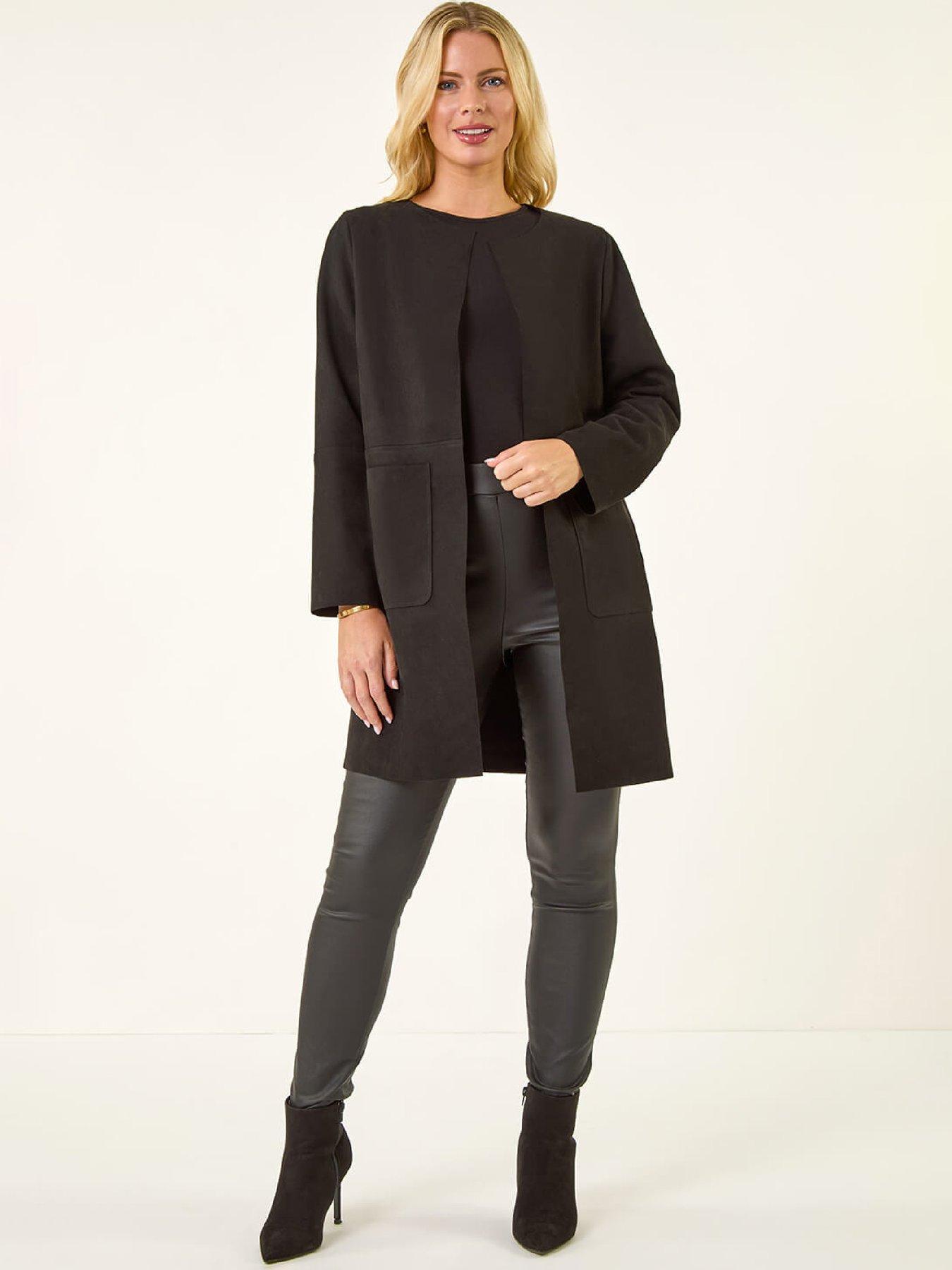  image of roman-petite-suede-contrast-pocket-jacket-black