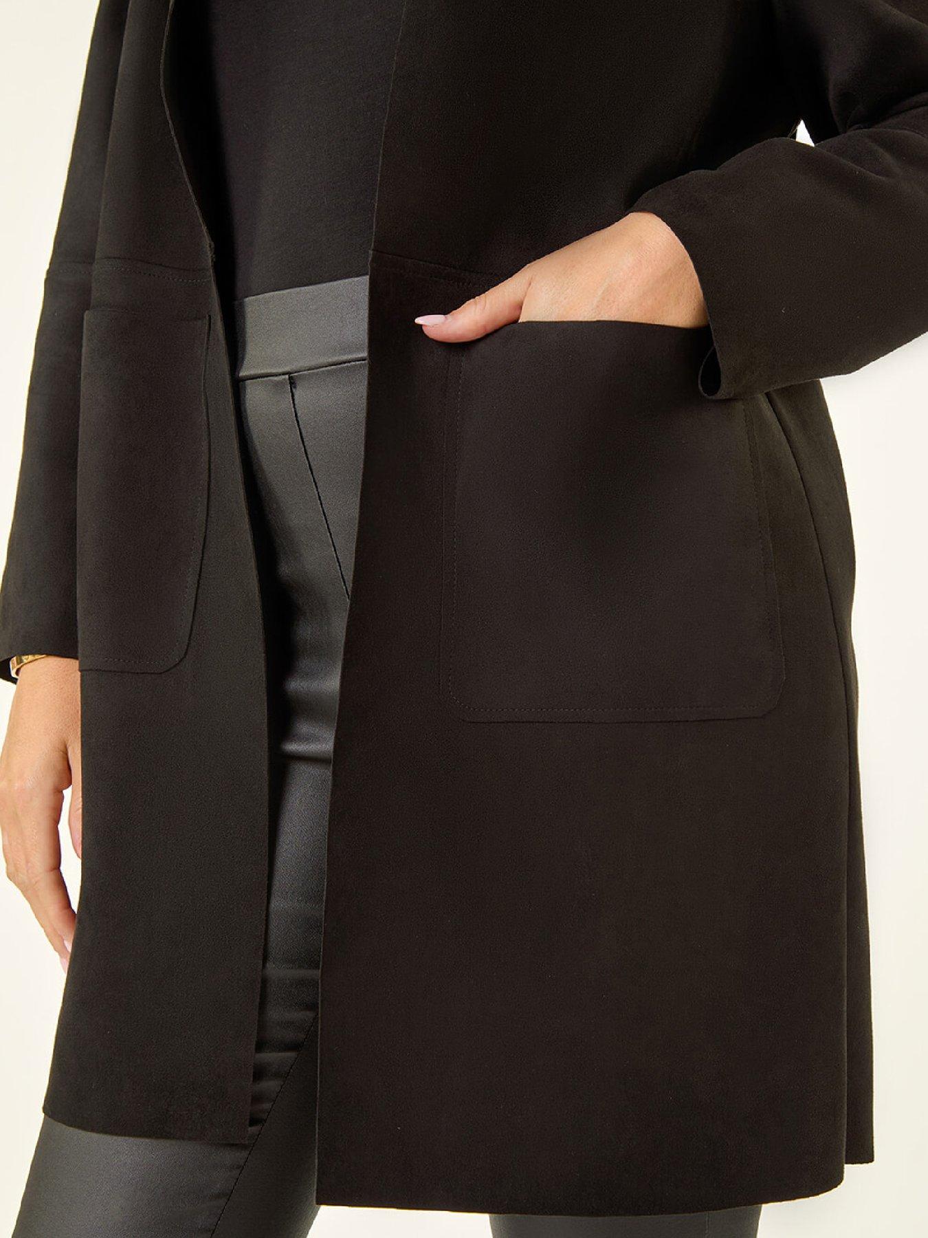  image of roman-petite-suede-contrast-pocket-jacket-black