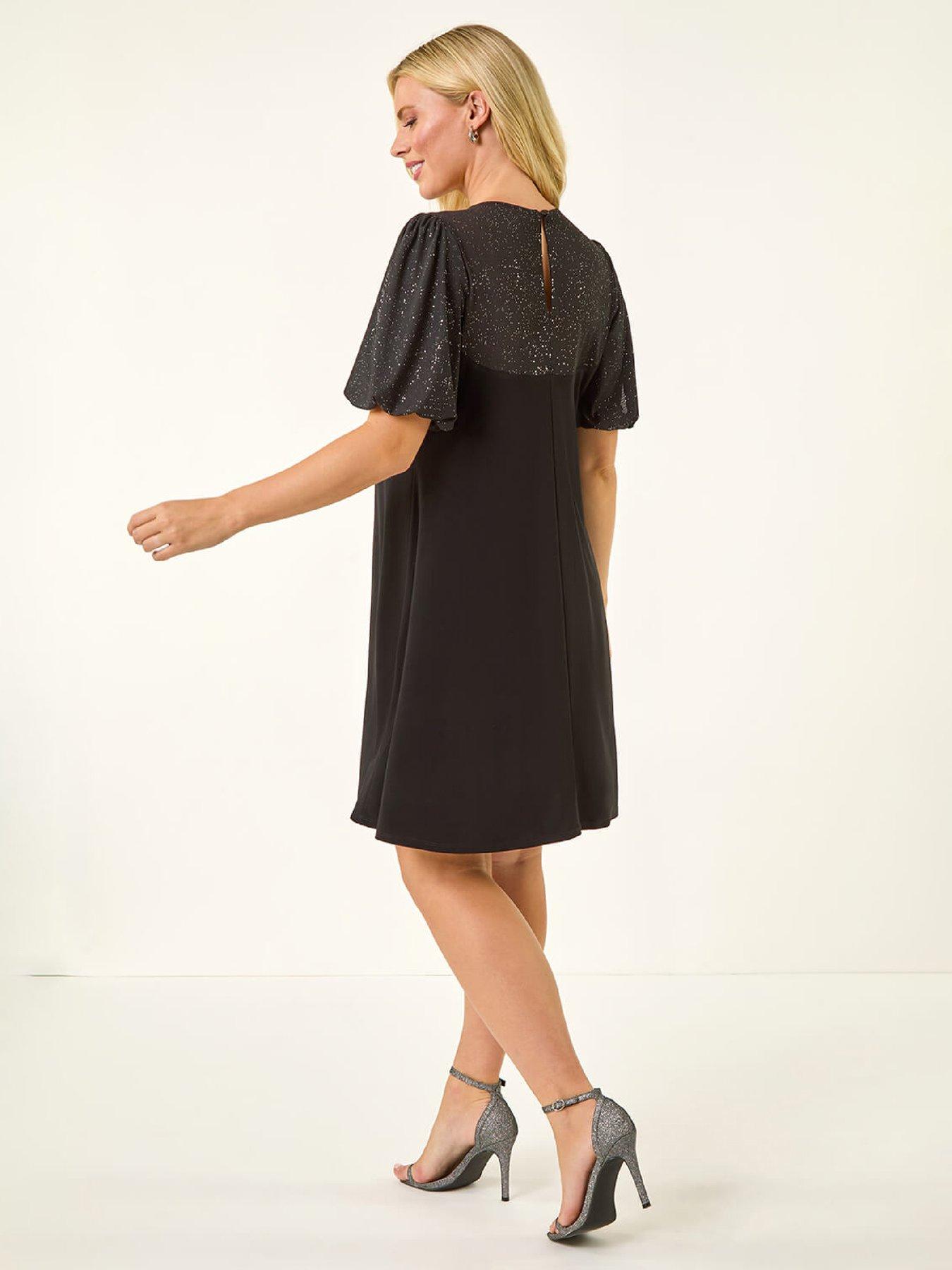  image of roman-petite-sparkle-contrast-dress-black