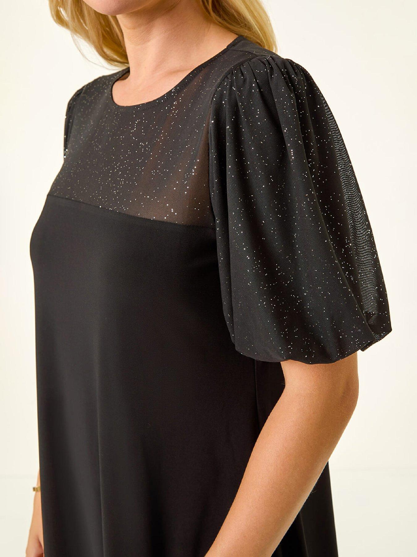  image of roman-petite-sparkle-contrast-dress-black