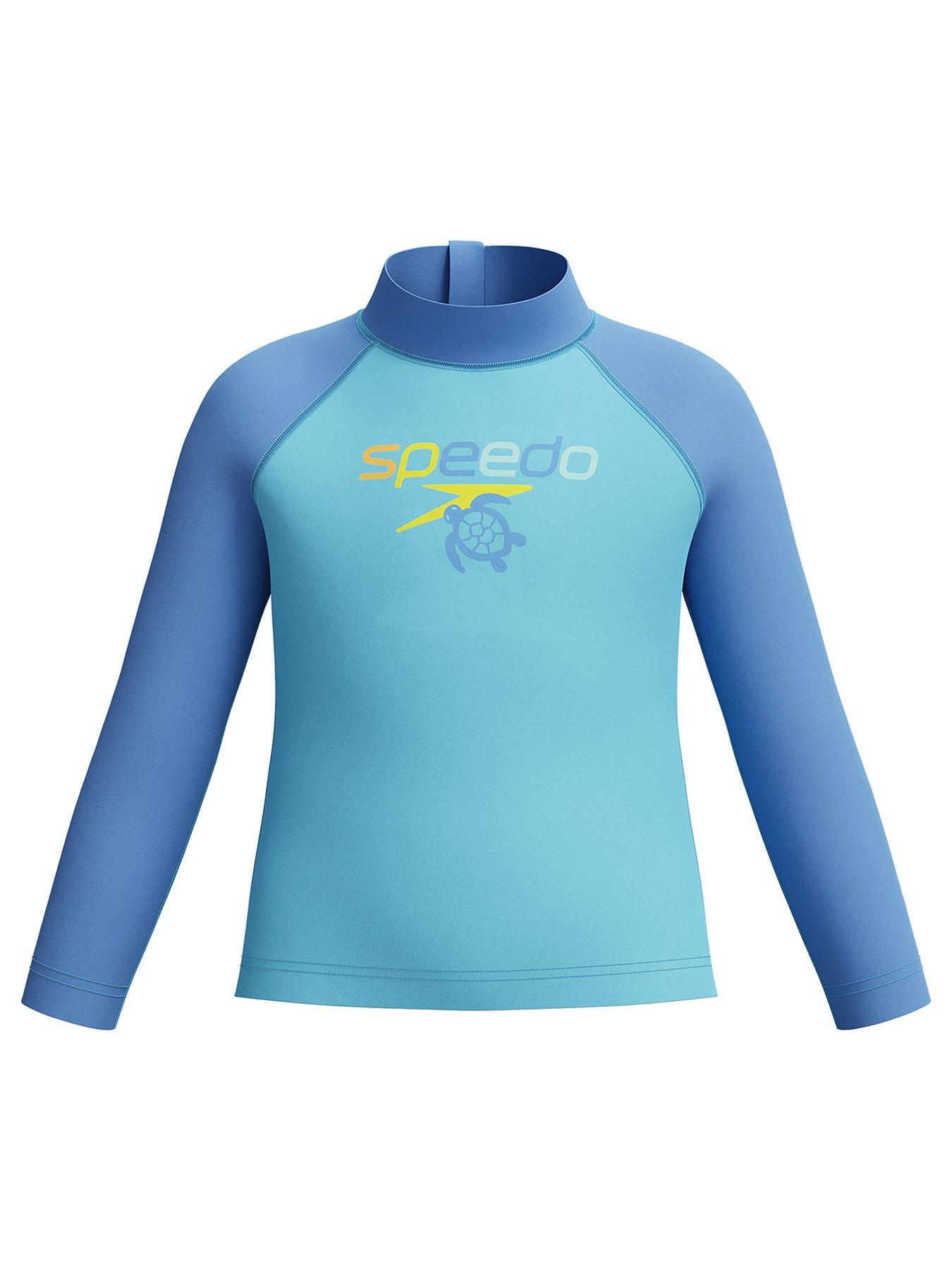 Speedo Boys Long Sleeve Print Rash Guard - Blue