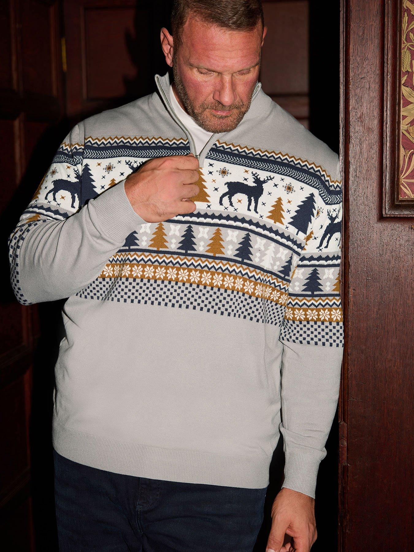 BadRhino Badrhino Stag Quarter Zip Knitted Jumper