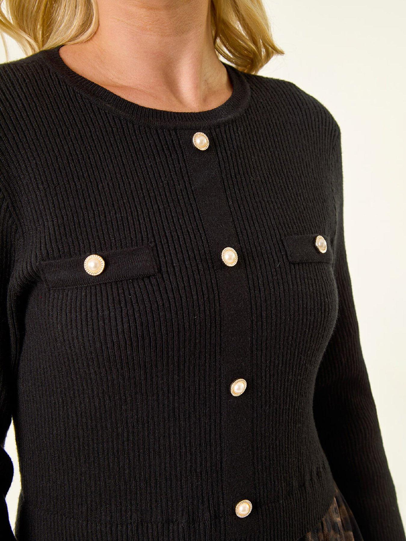  image of roman-petite-animal-knitted-mesh-dress-black