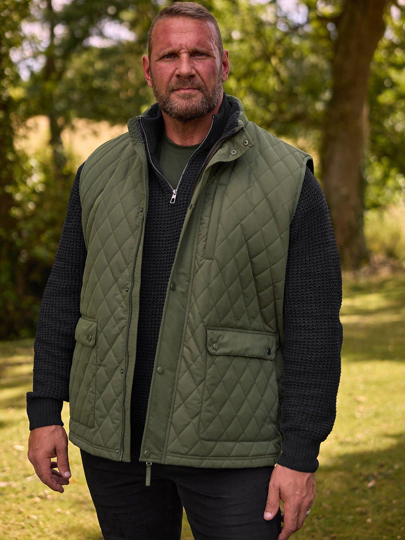 Image 1 of 7 of BadRhino Diamond Quilted Gilet - Green