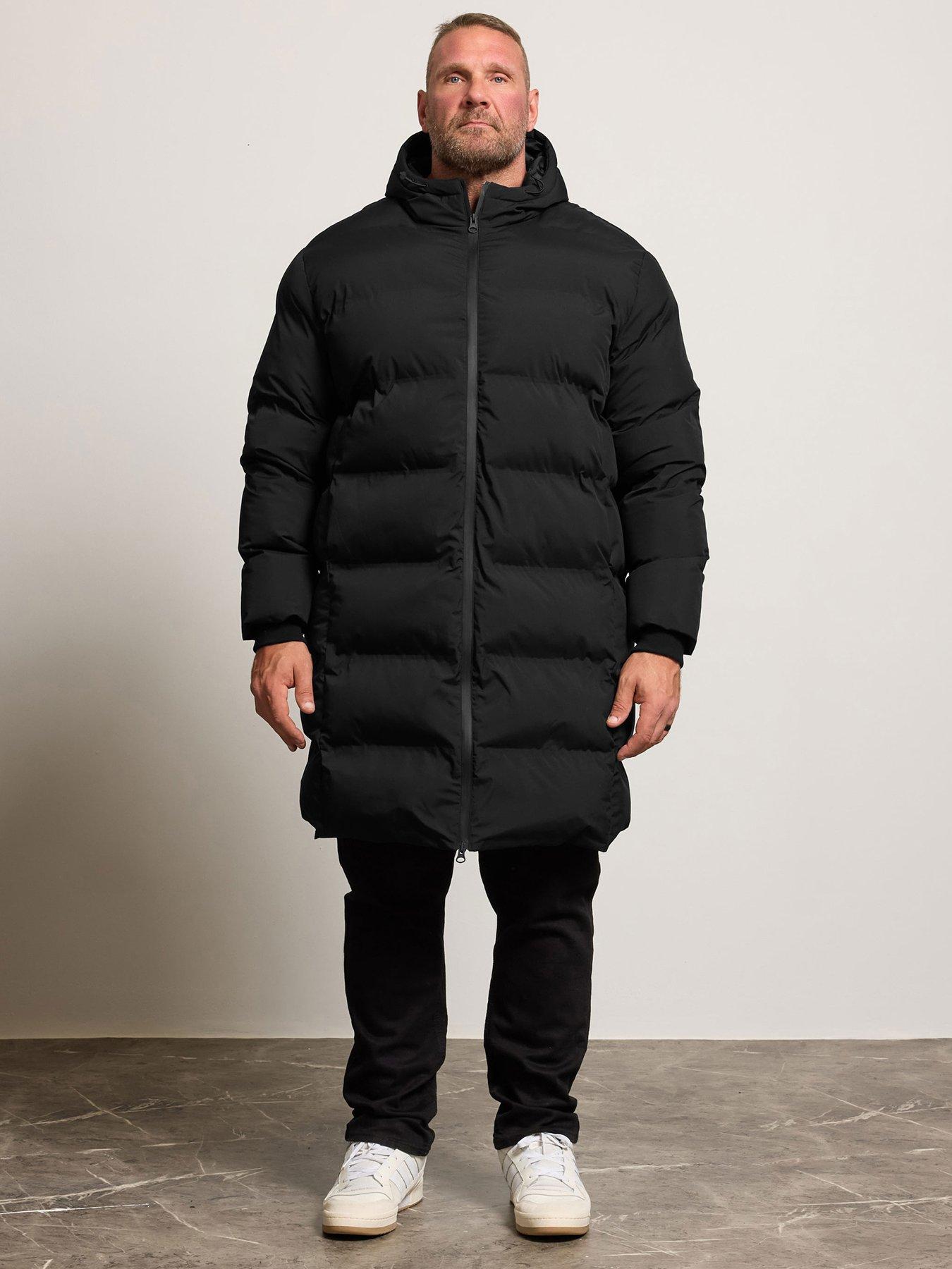  image of badrhino-longline-puffer-jacket-black