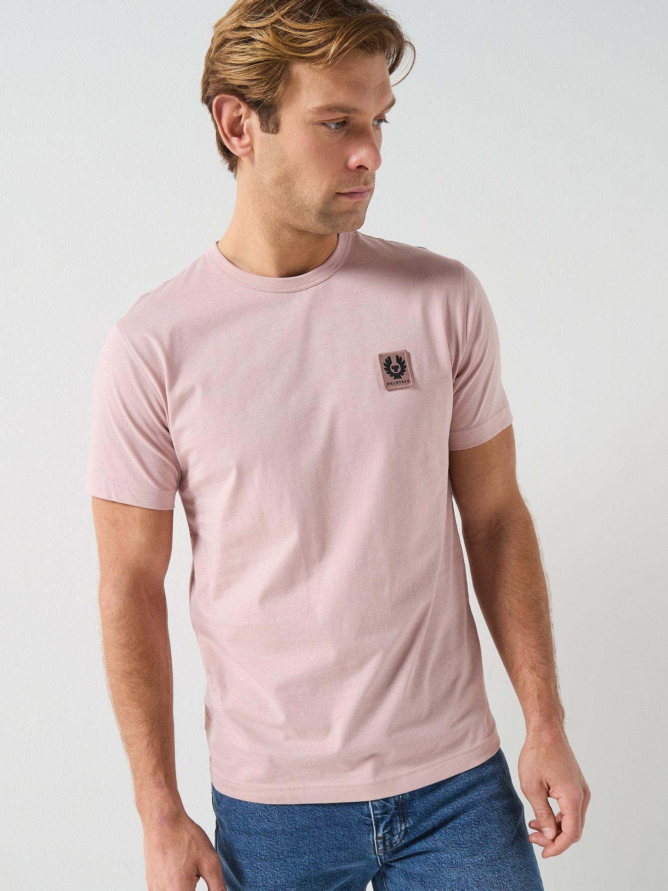 front image of belstaff-patch-logo-t-shirt-pink