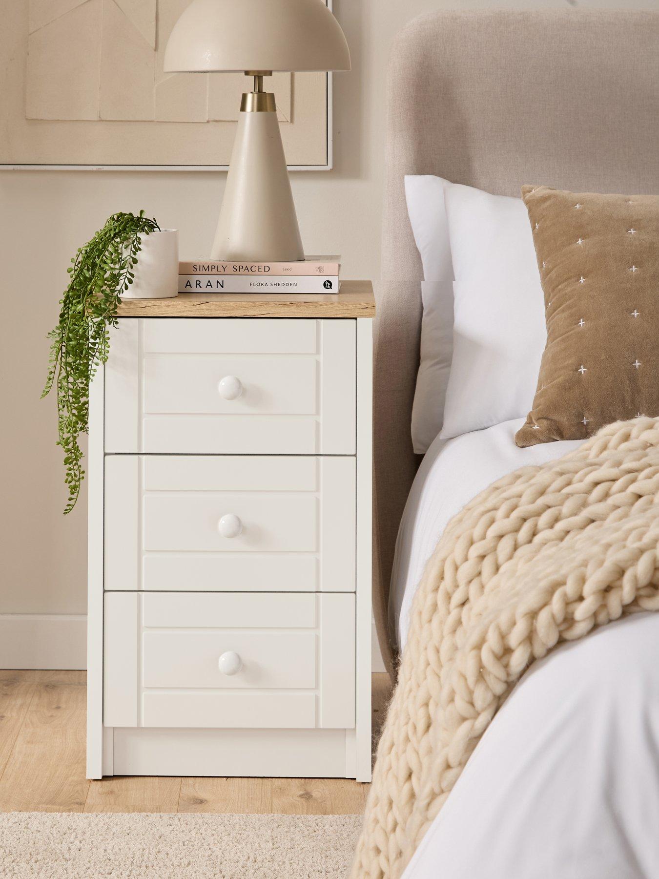 One Call Alderley 3 Drawer Ready Assembled Bedside Cabinet