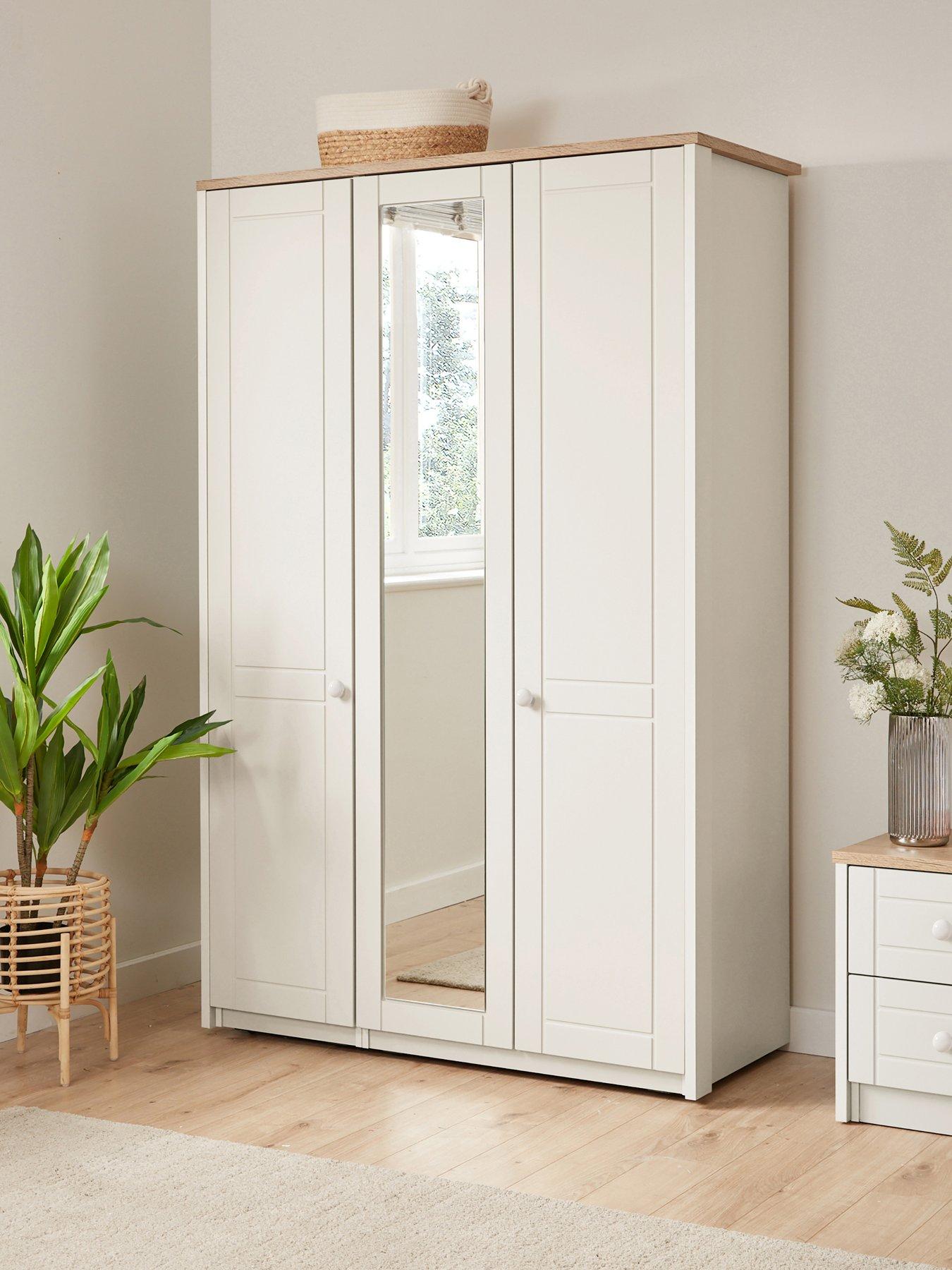 One Call Alderley 3 Door Part Assembled Wardrobe With Mirror