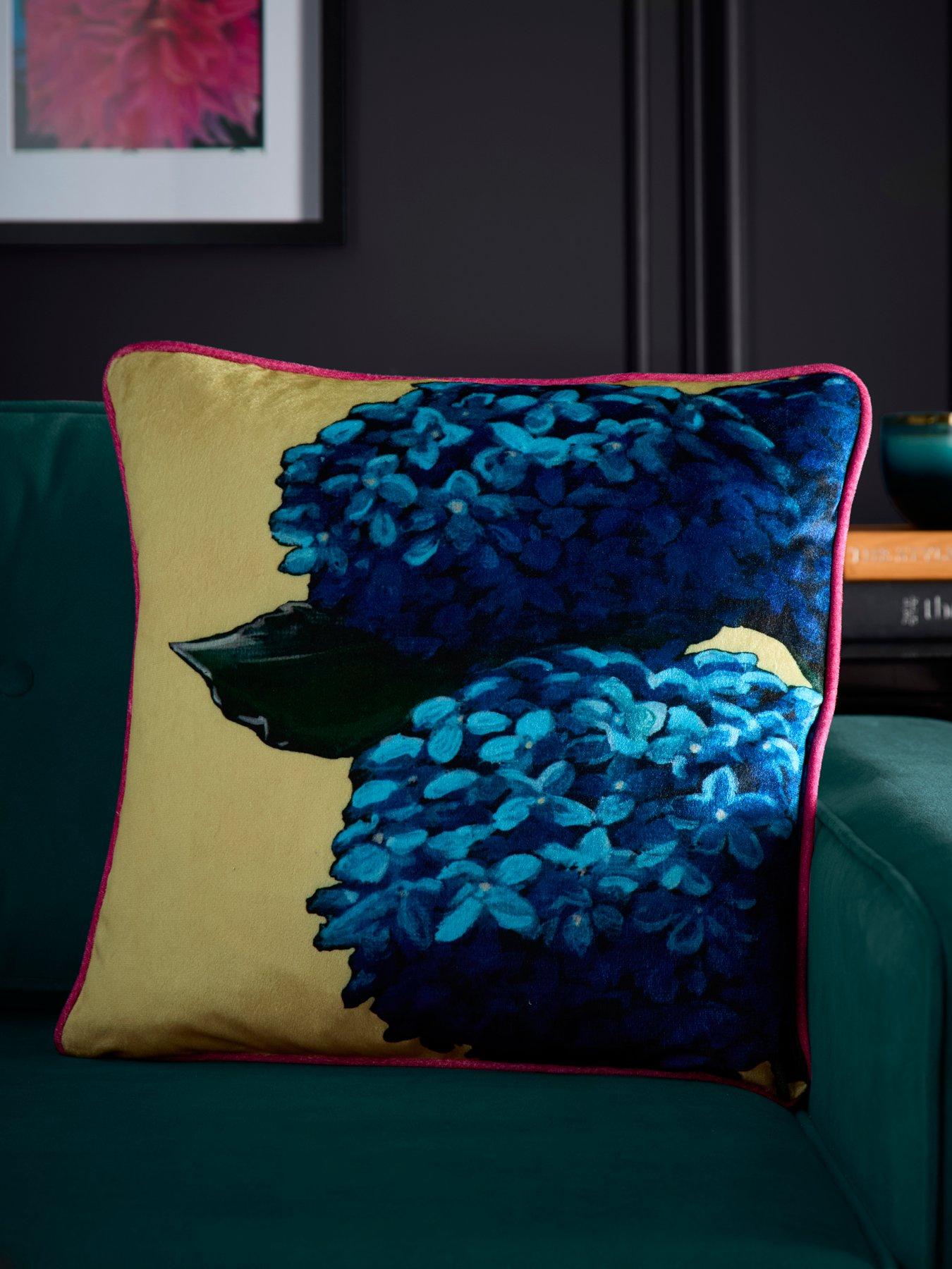 Laurence Llewelyn-Bowen Hiyah Hydrangea Filled Cushion-lime