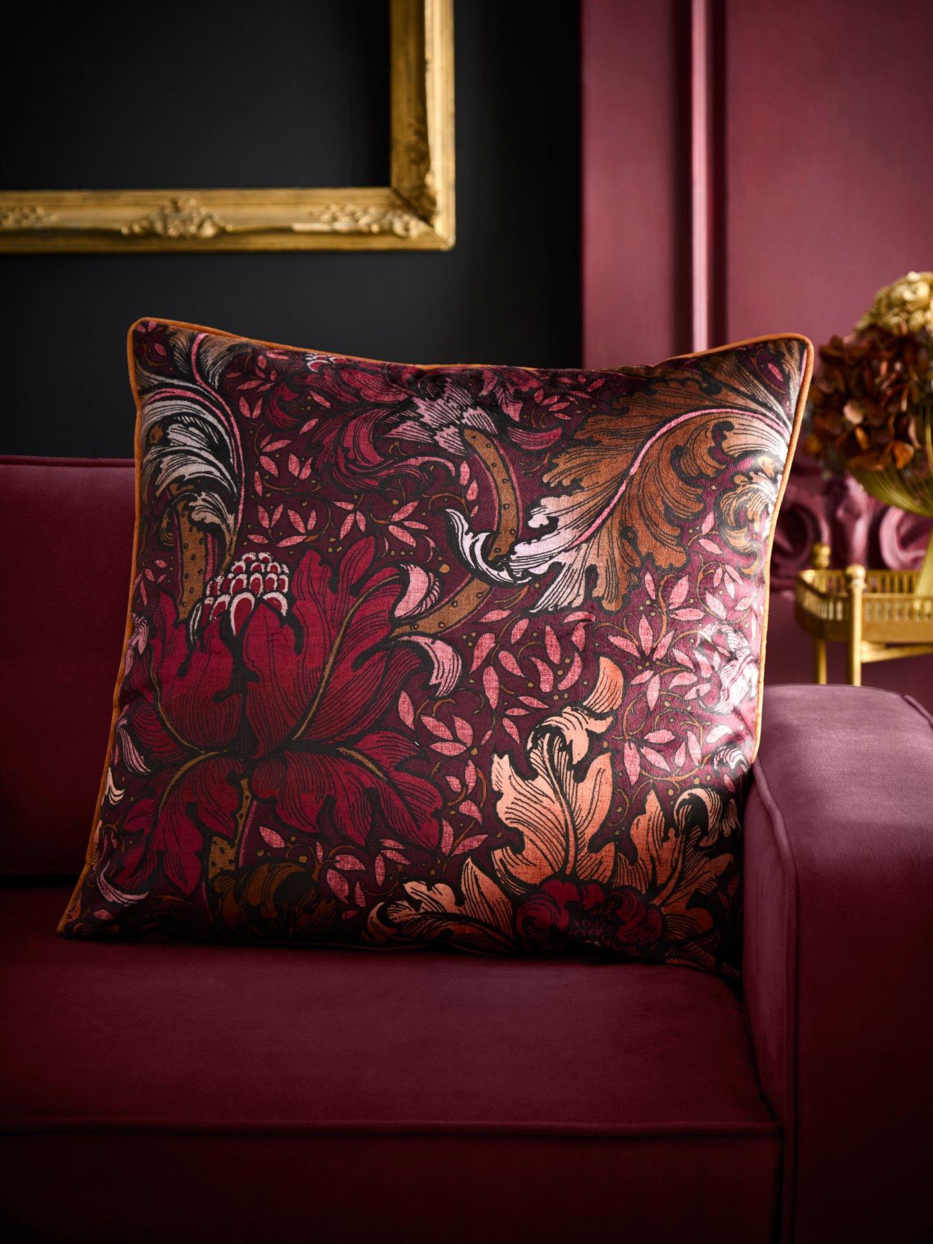 Laurence Llewelyn-Bowen Morris Major Chintz Filled Cushion- Burgundy