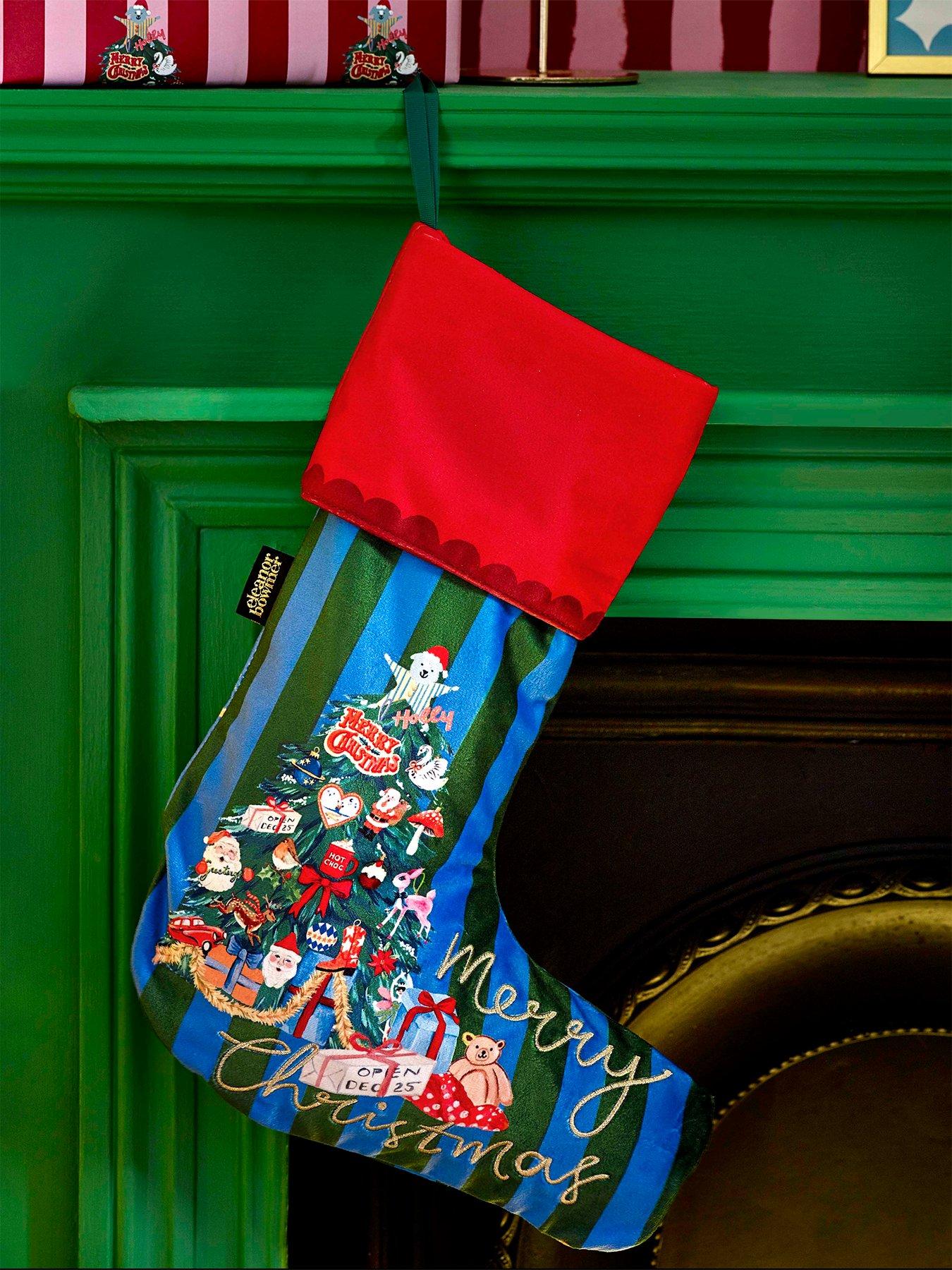 Eleanor Bowmer Eleanor Bowmer Christmas Tree Velvet Christmas Stocking with Embroidery