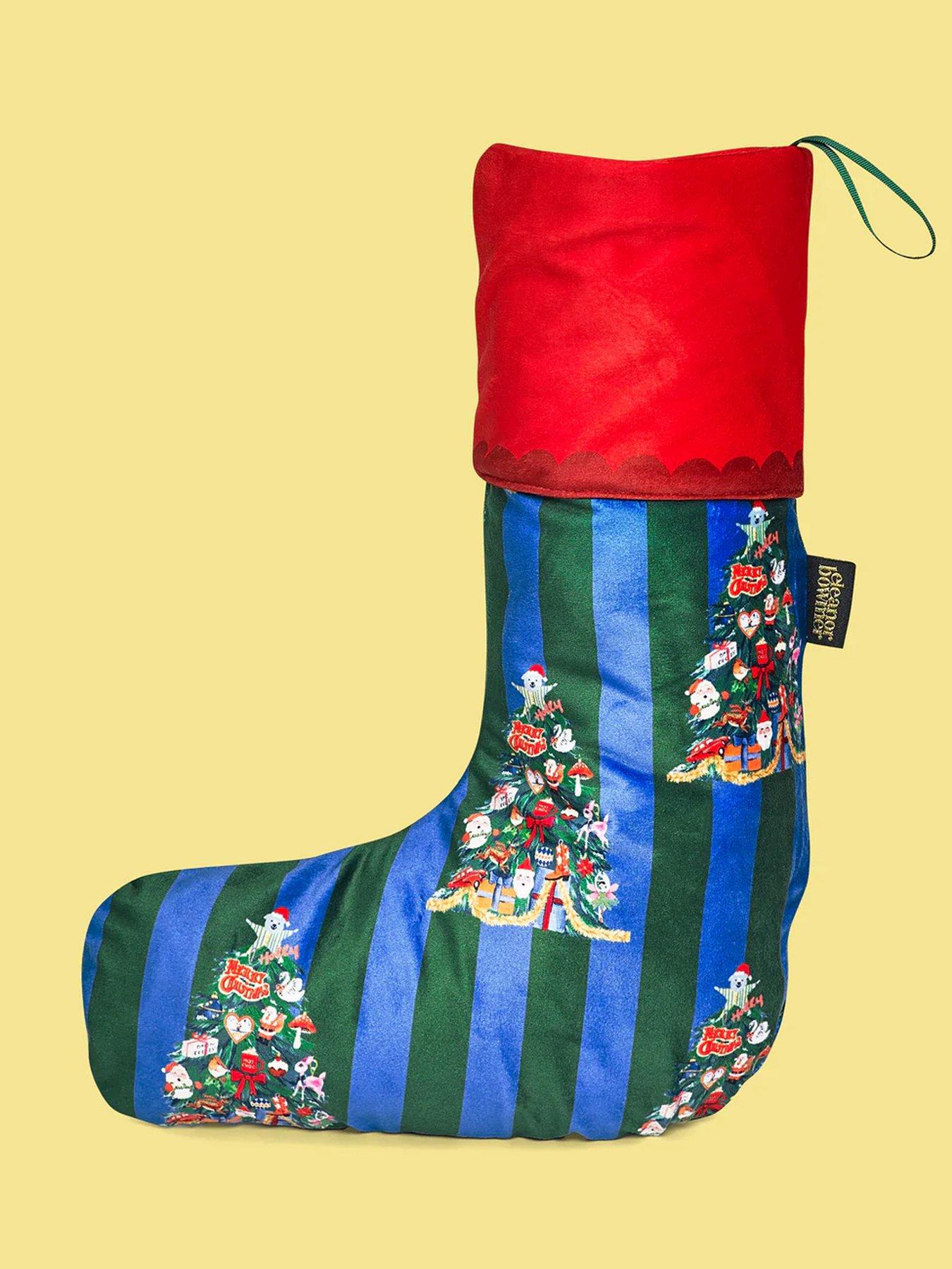  image of eleanor-bowmer-christmas-tree-velvet-christmas-stocking-with-embroidery