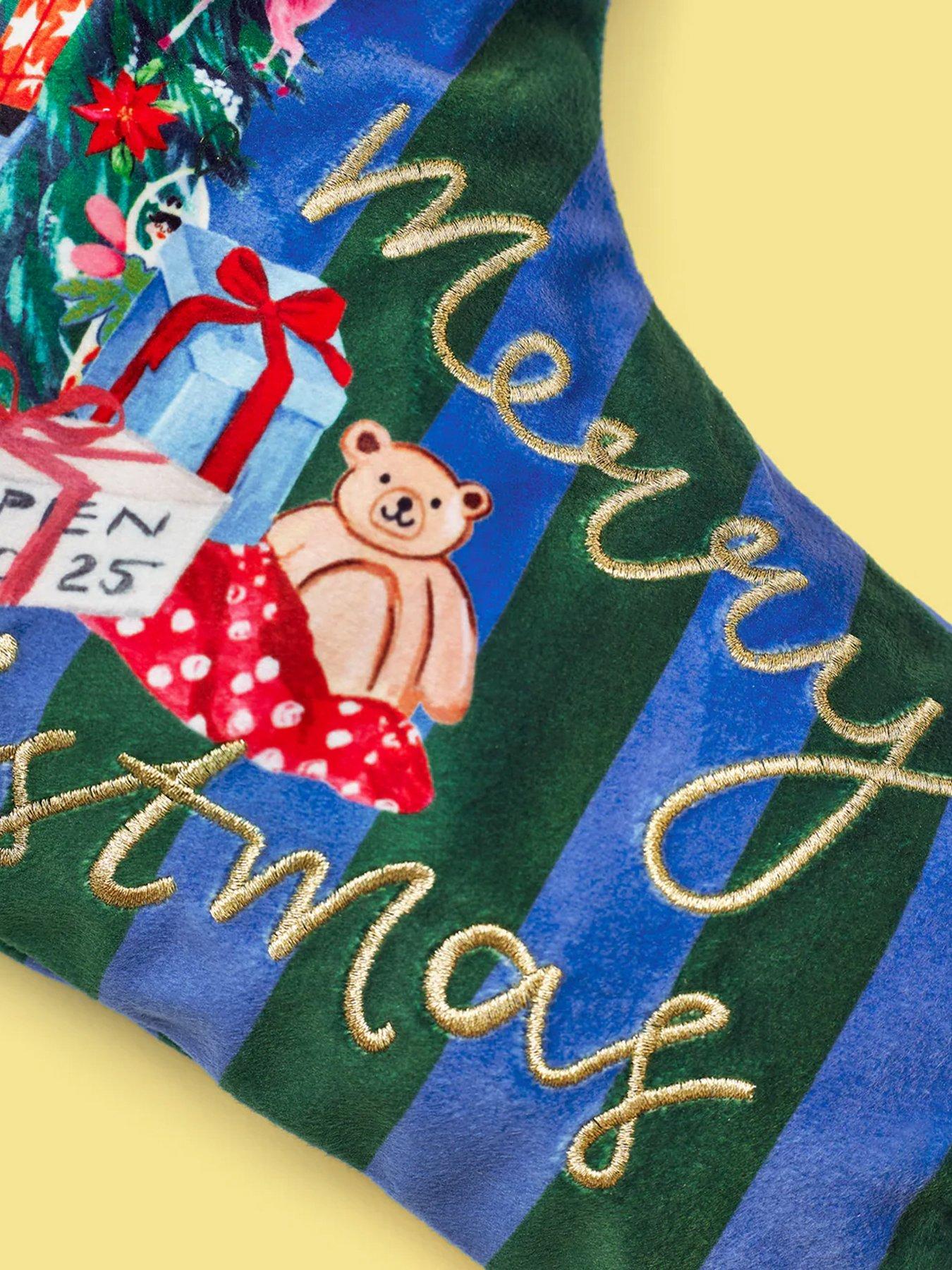  image of eleanor-bowmer-christmas-tree-velvet-christmas-stocking-with-embroidery