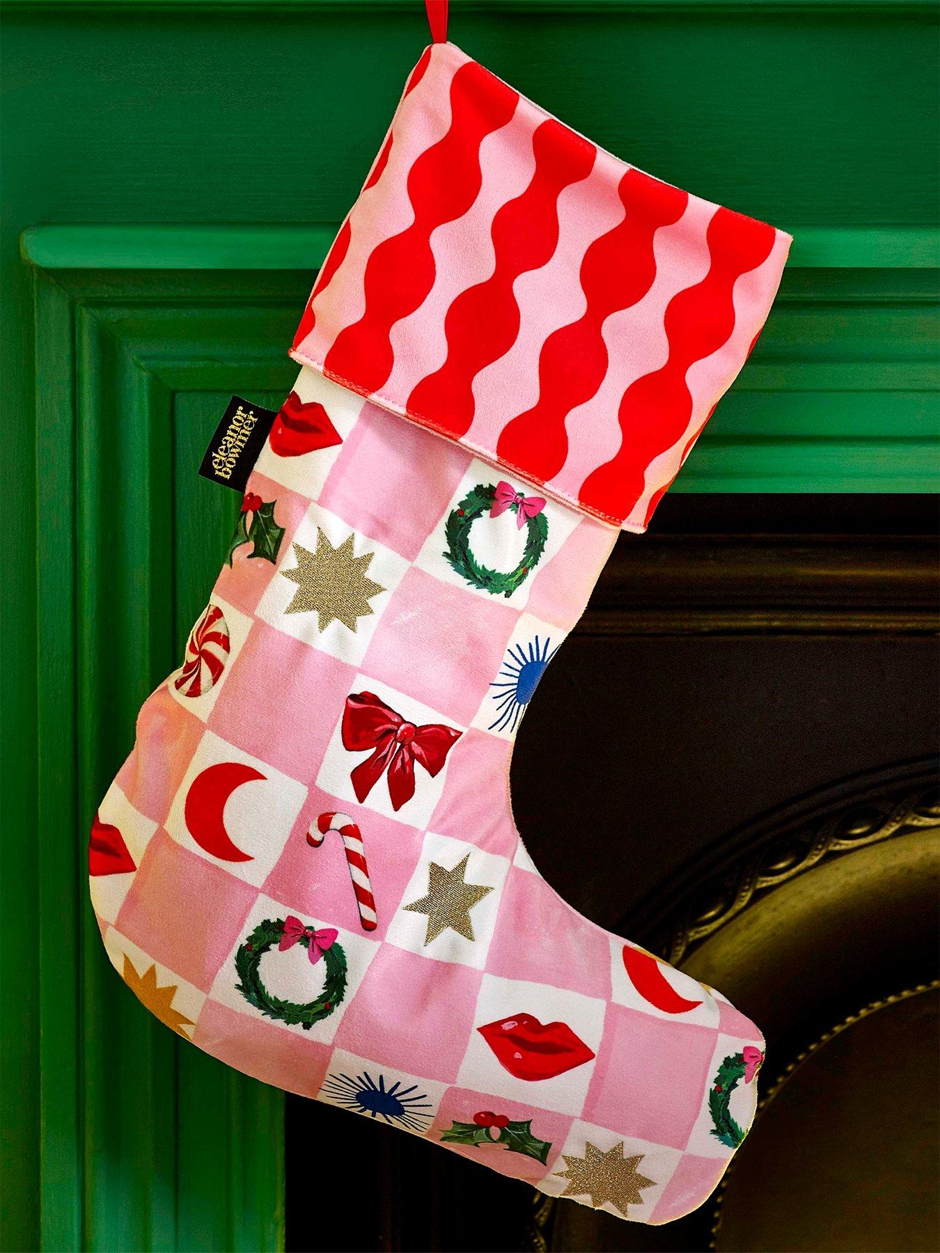 front image of eleanor-bowmer-christmas-icons-velvet-christmas-stocking-with-embroidery