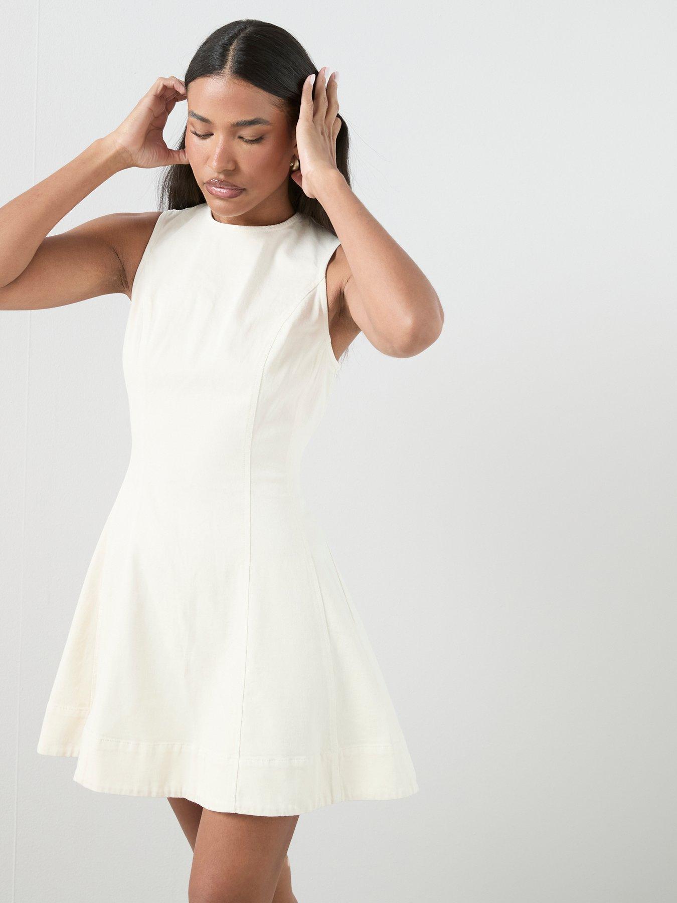 The Very Collection Denim Skater Dress - Ecru
