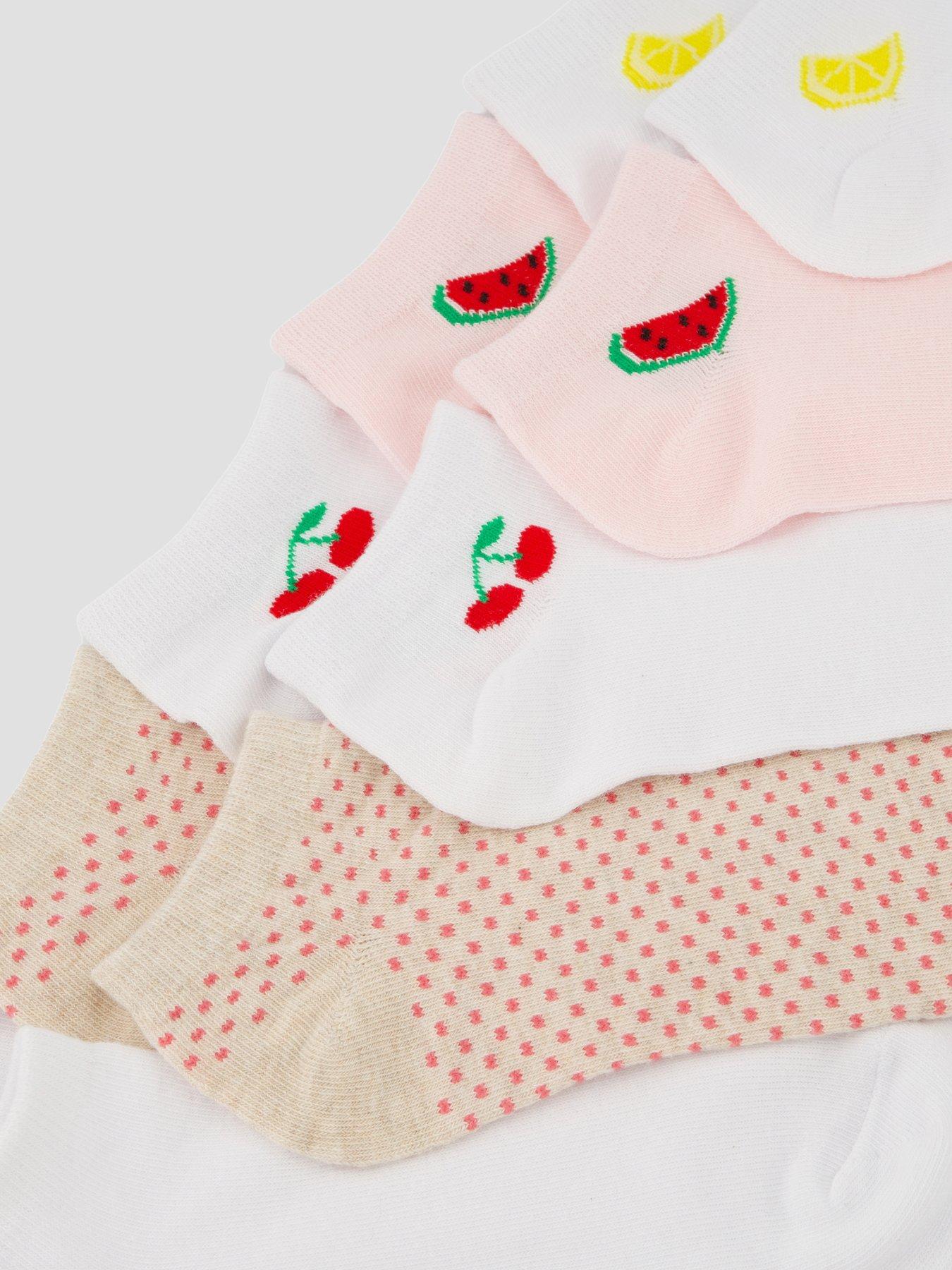  image of the-very-collection-5-pack-fruit-trainer-liner-socks-multi