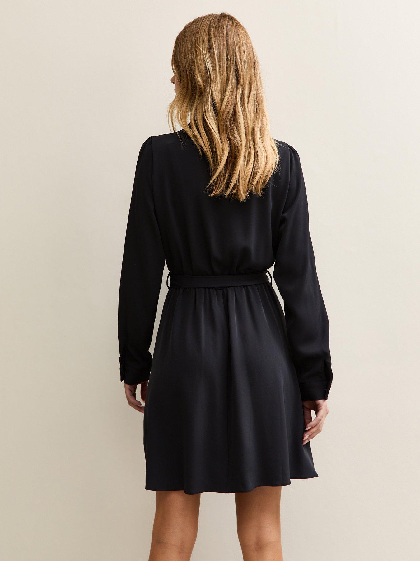 Image 2 of 5 of New Look Black Faux Pocket Mini Shirt Dress