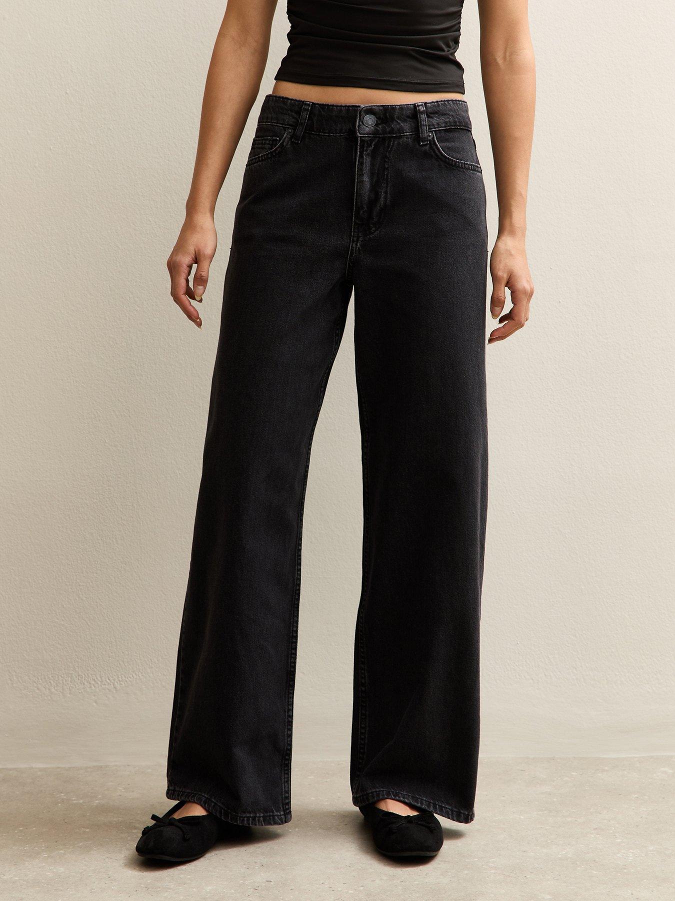 New Look Black Low Rise Wide Leg Jeans