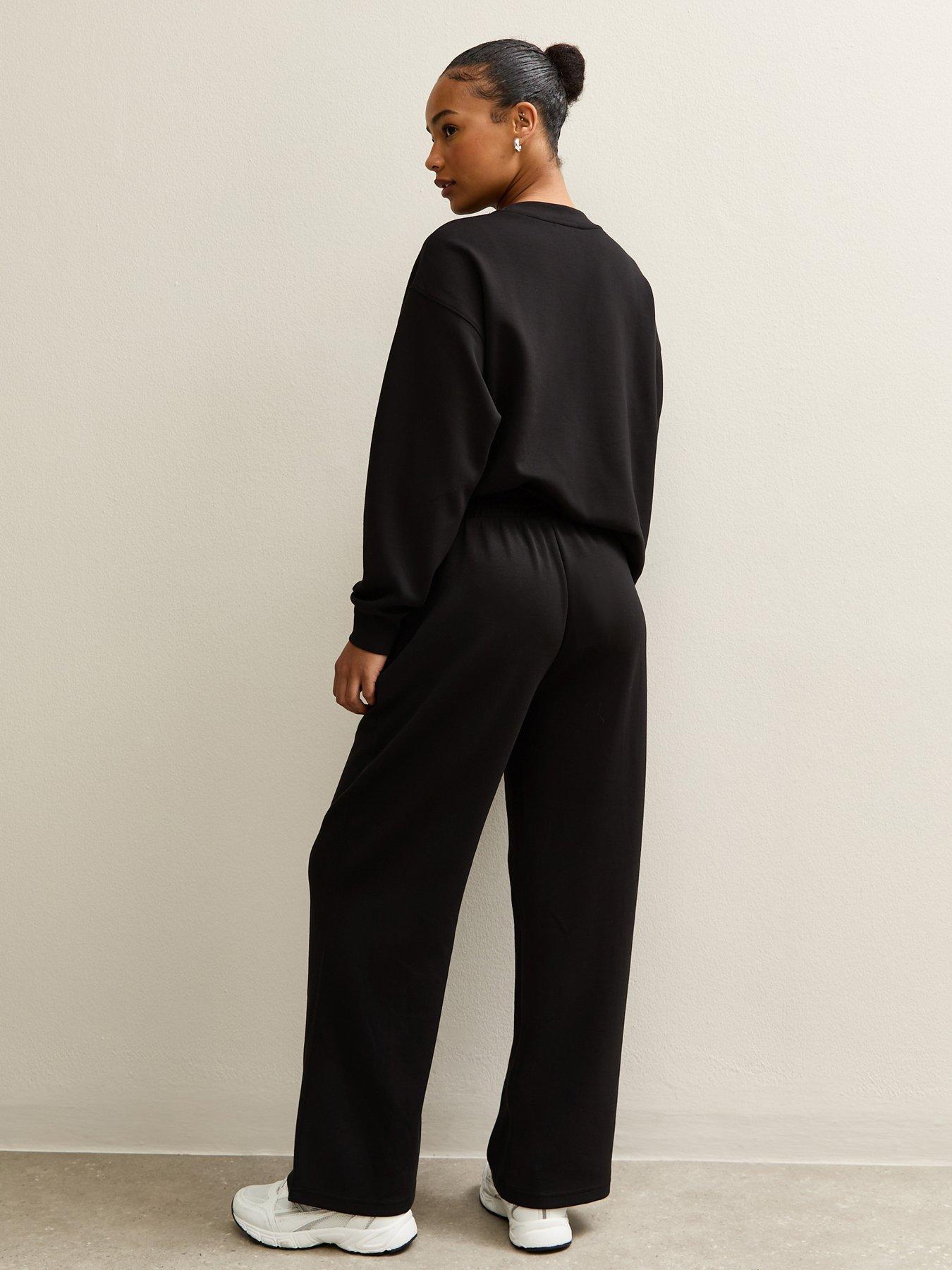 Image 2 of 4 of New Look Petite Black Wide Leg Joggers