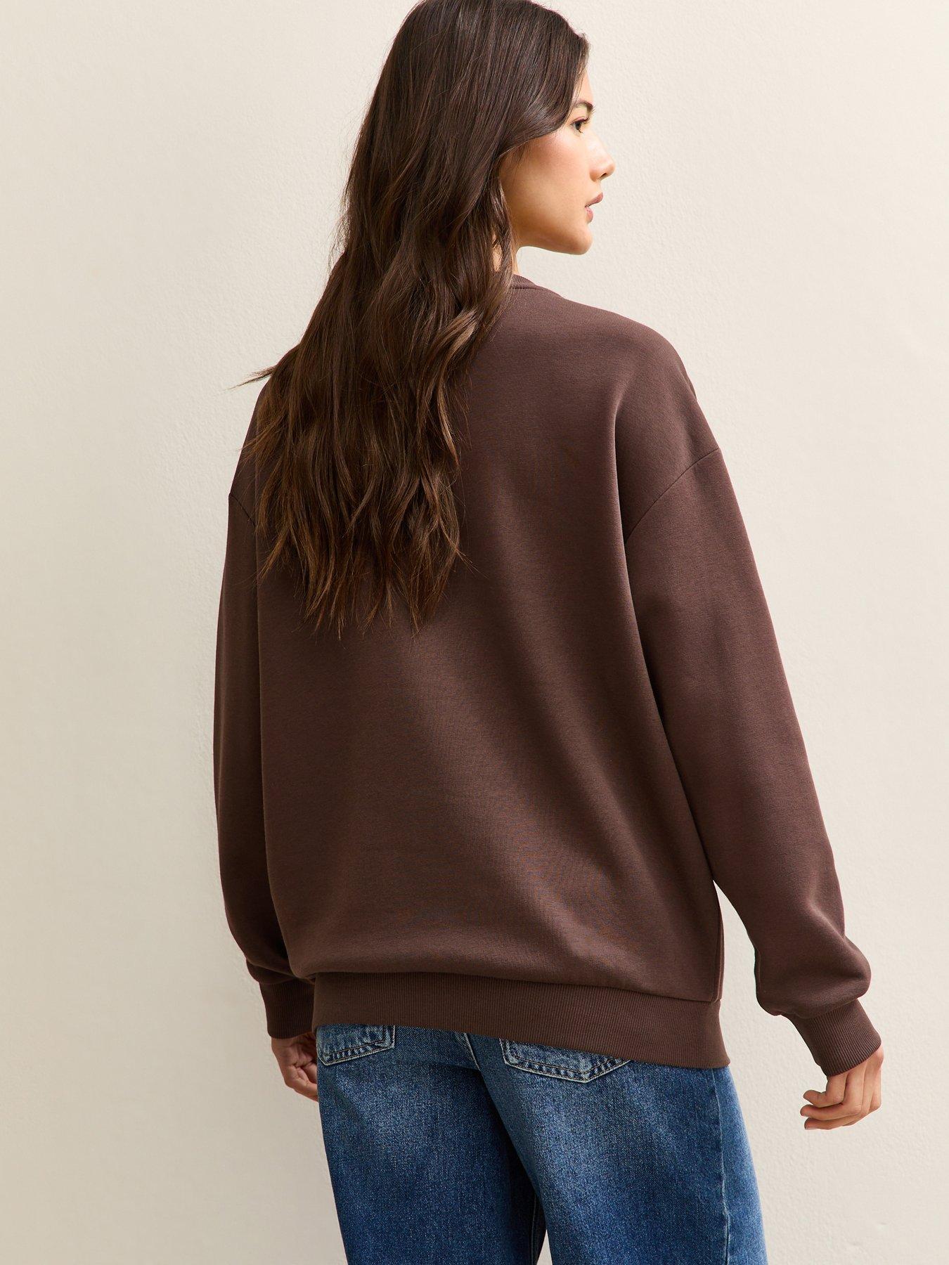 Image 2 of 5 of New Look NYC Leopard Print Logo Sweatshirt - Brown