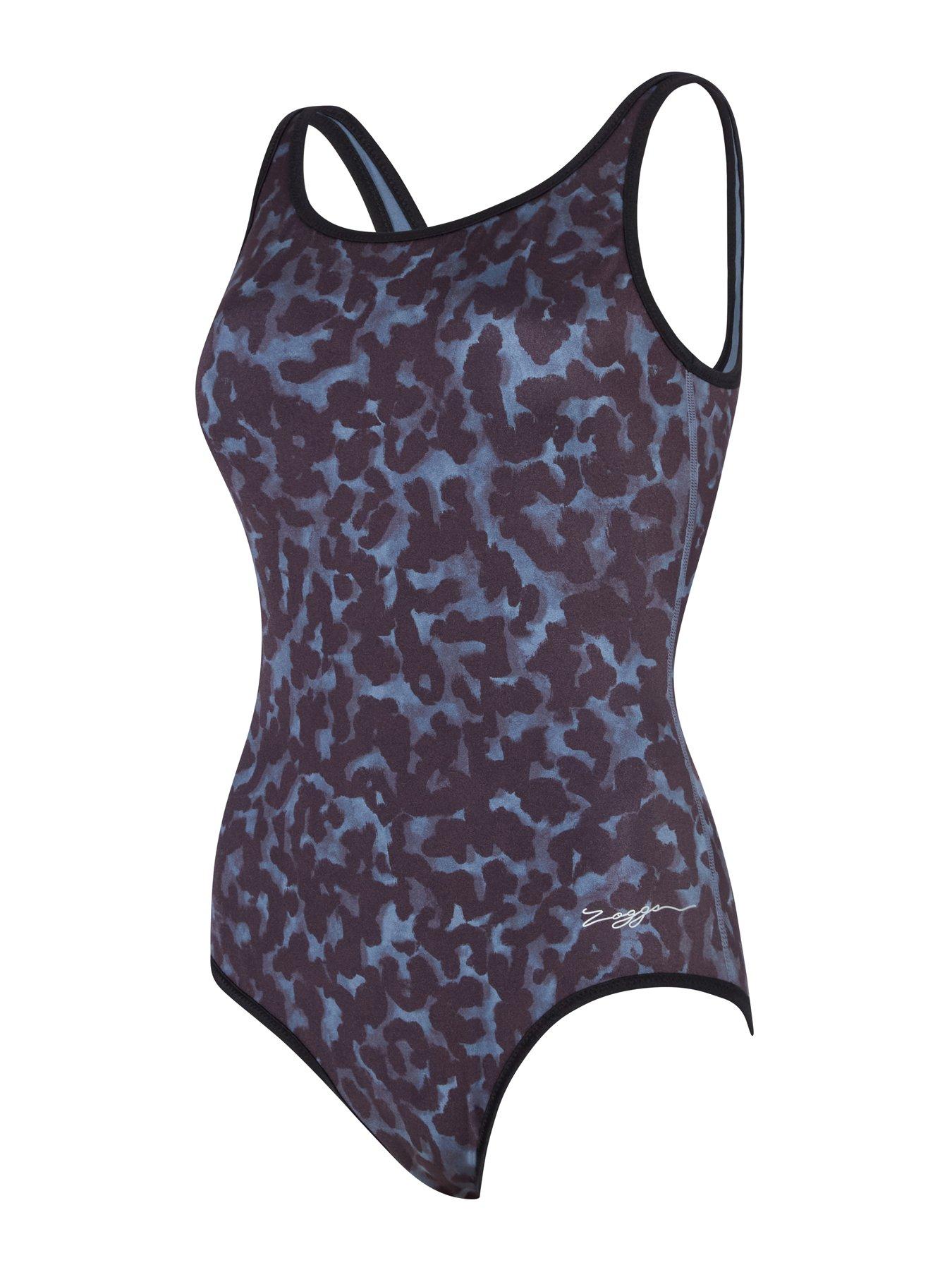 Zoggs Womens Swim Reversible Binding Scoopback Swimsuit - Stormy Blue
