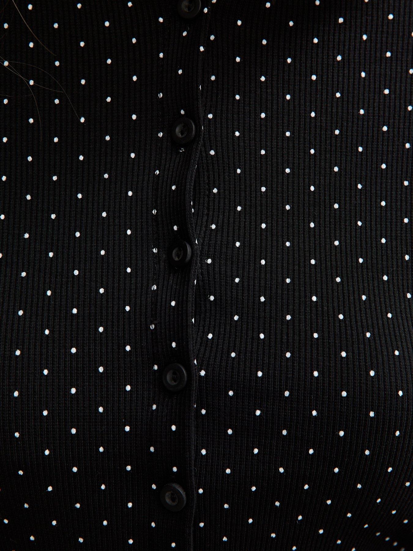  image of new-look-polka-dot-button-up-long-sleeve-top-black