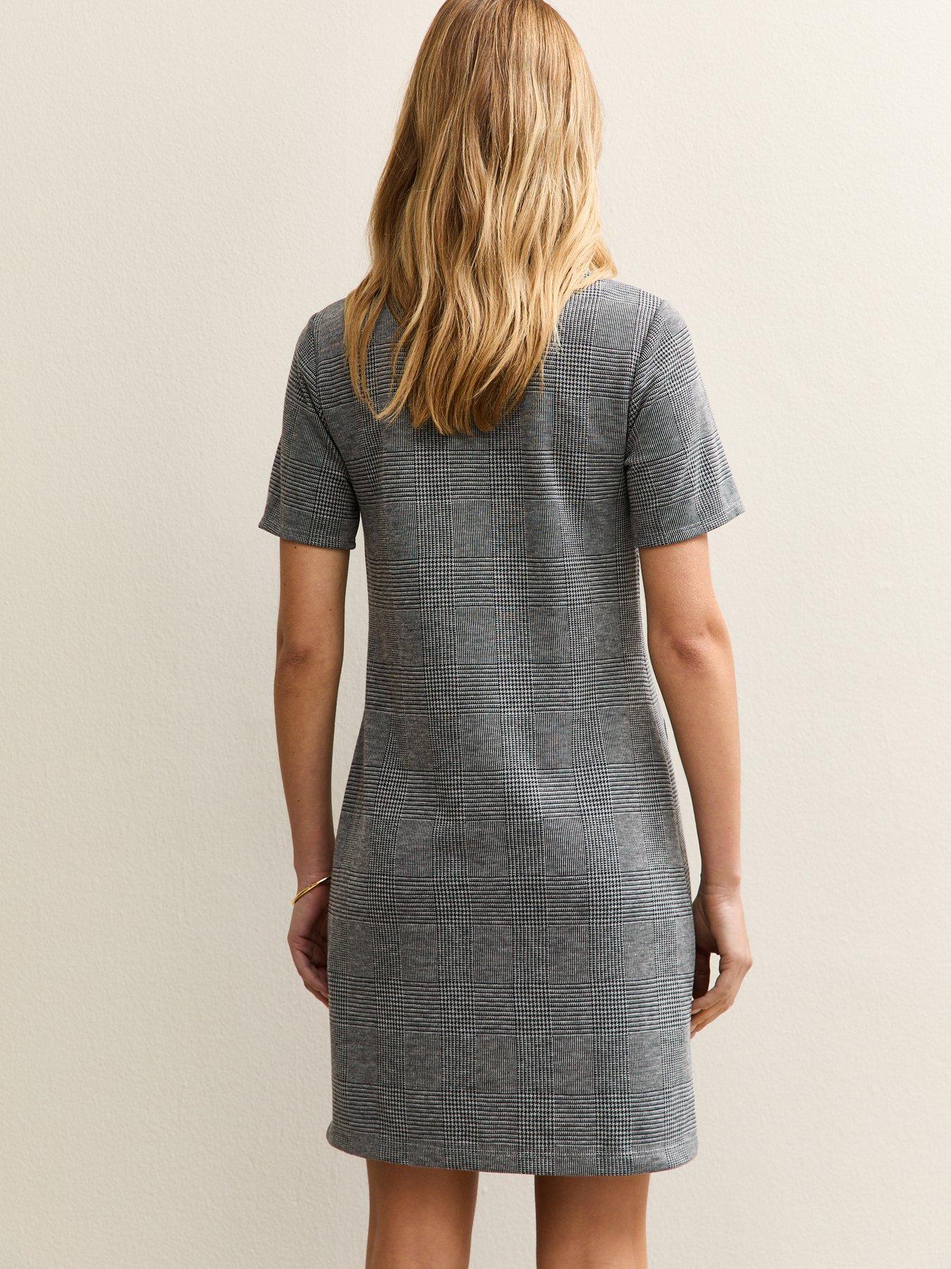  image of new-look-check-t-shirt-mini-dress-grey