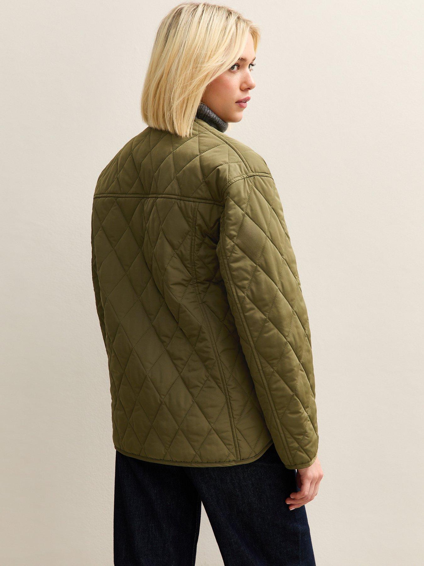Image 2 of 6 of New Look Longline Quilted Jacket - Dark Khaki