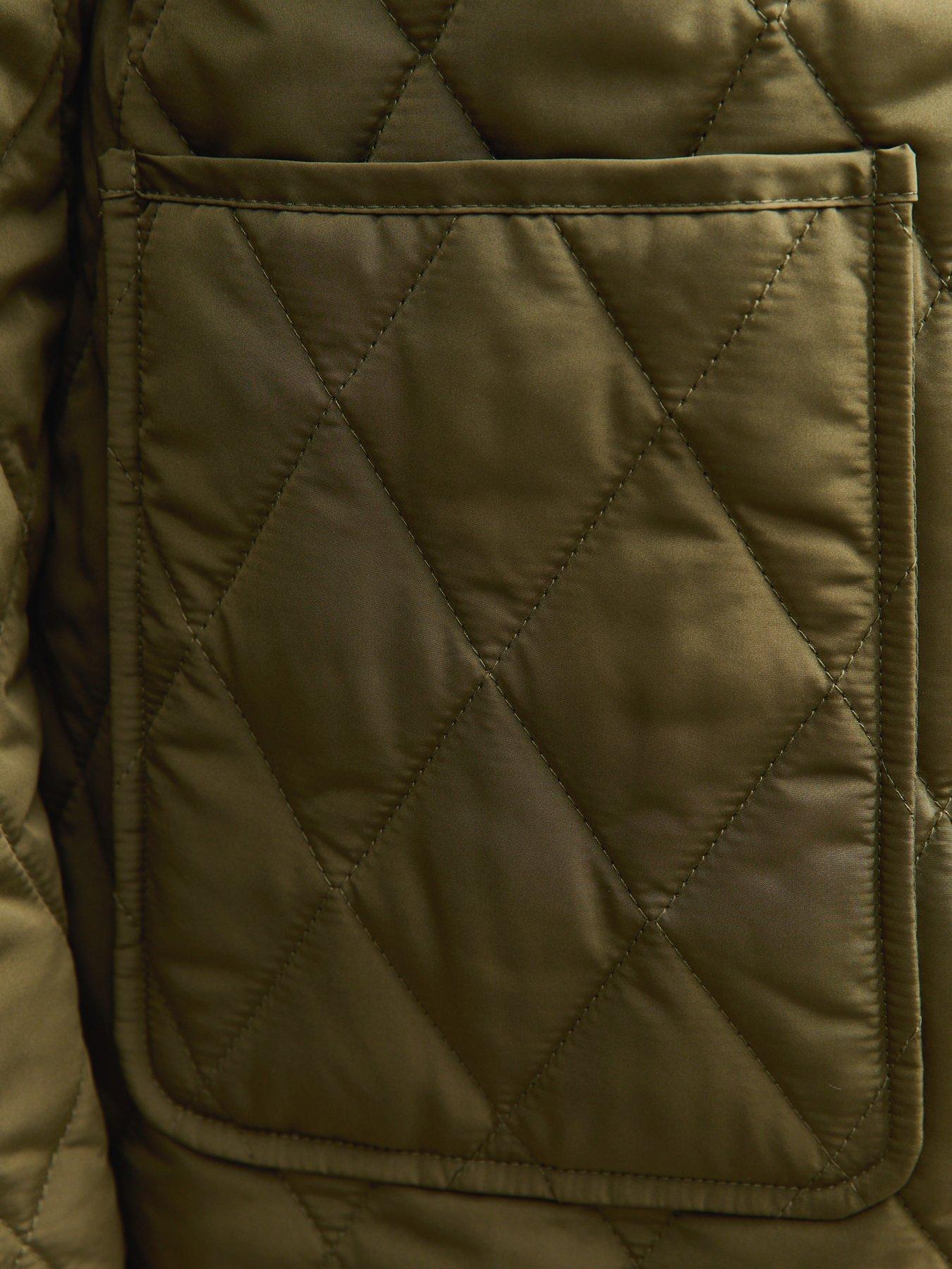 Image 5 of 6 of New Look Longline Quilted Jacket - Dark Khaki