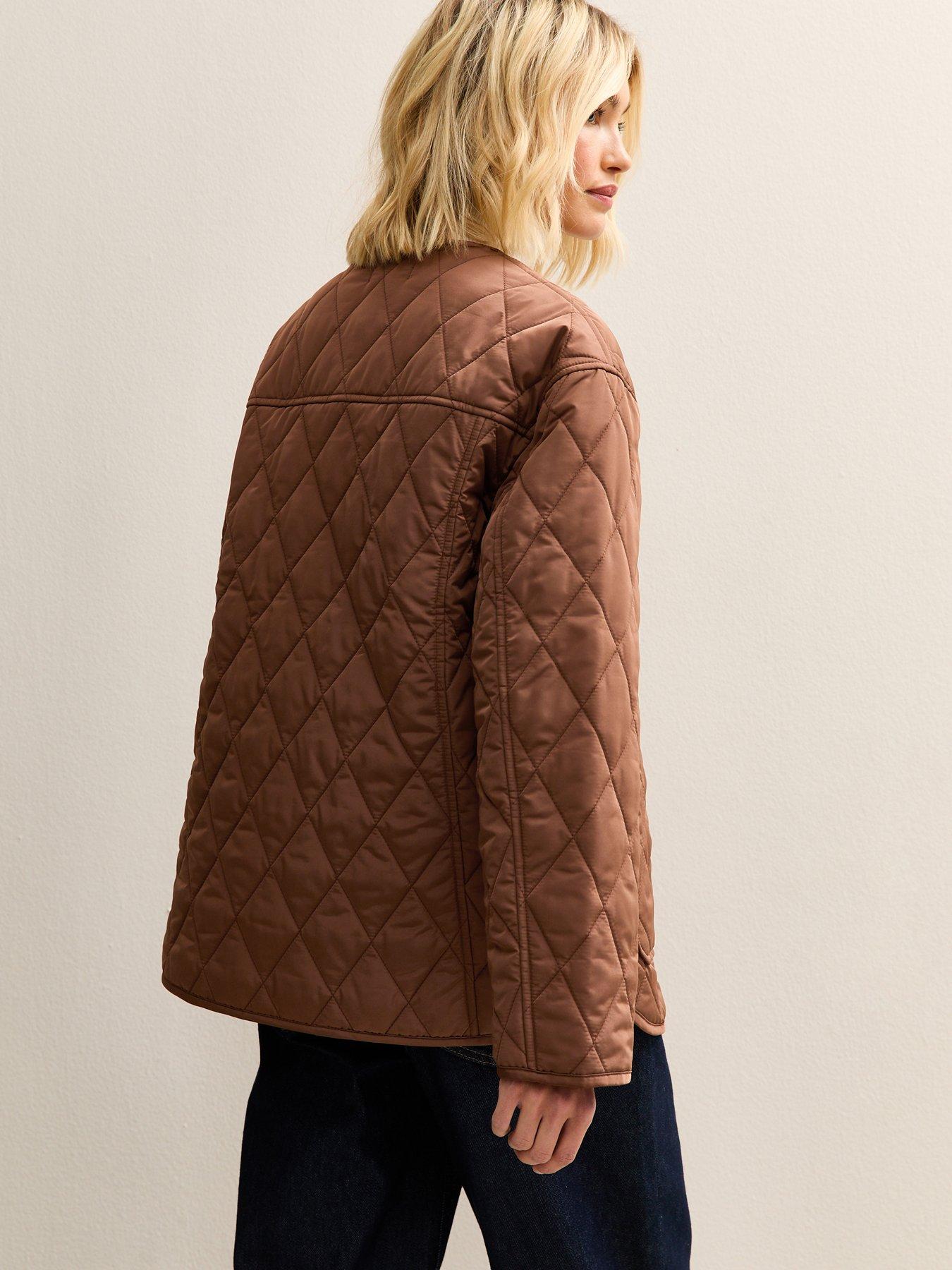  image of new-look-mid-longline-quilted-jacket-brown