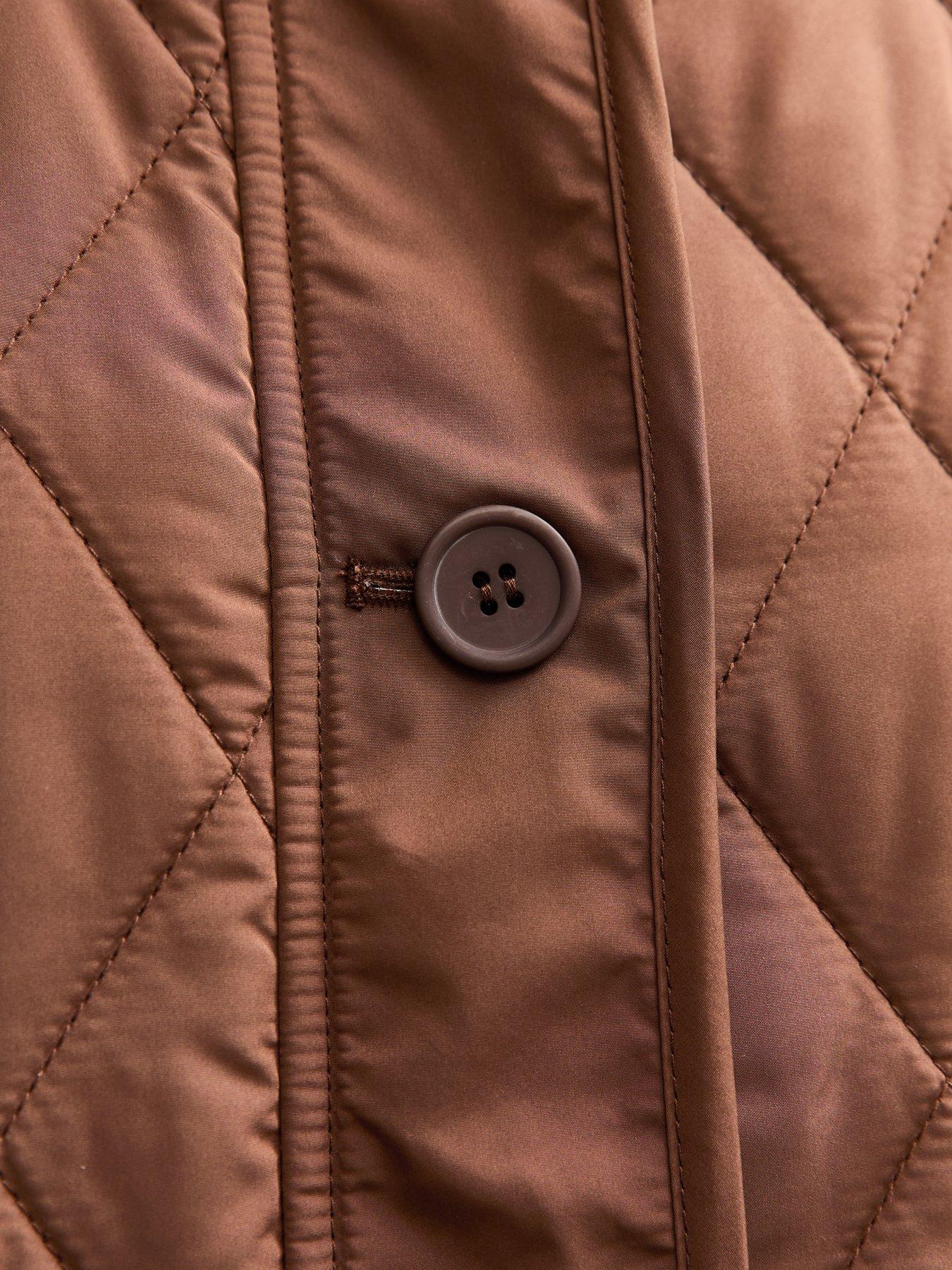  image of new-look-mid-longline-quilted-jacket-brown