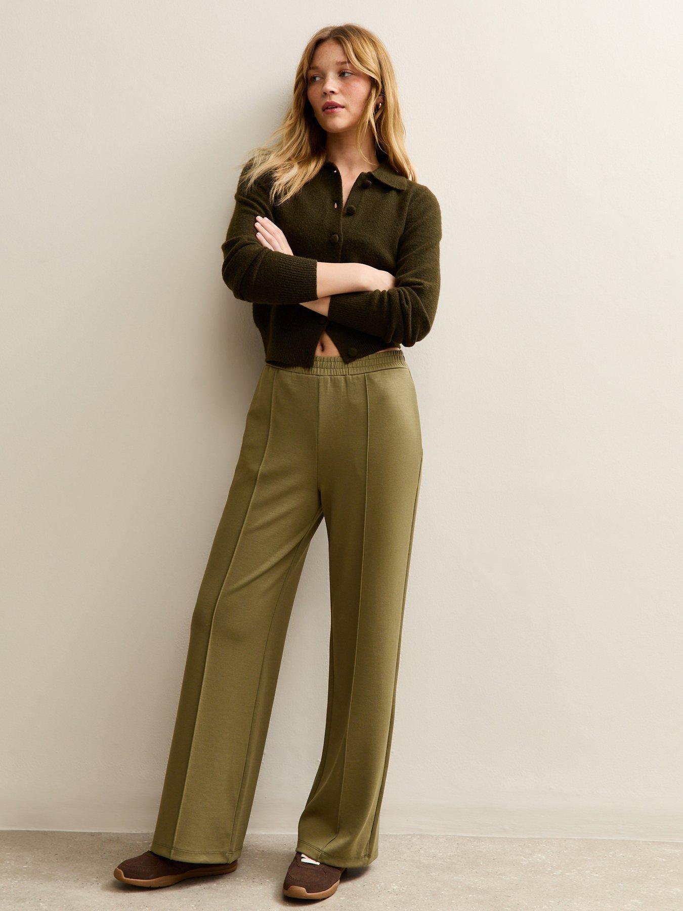  image of new-look-soft-touch-front-seam-joggers-khaki
