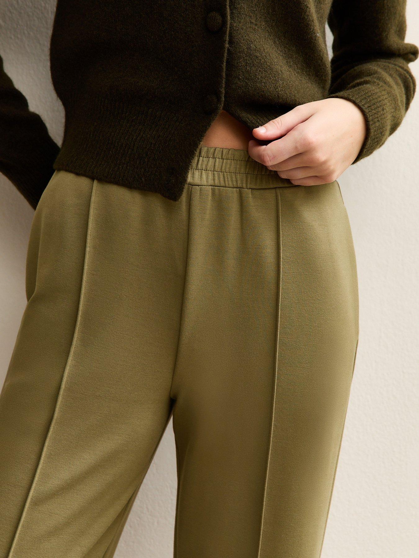  image of new-look-soft-touch-front-seam-joggers-khaki