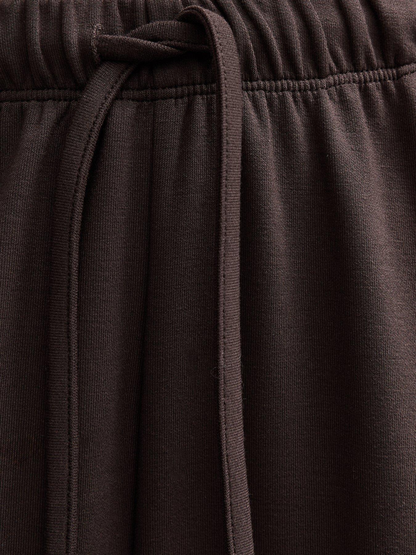 Image 5 of 5 of New Look Jersey Wide Leg Drawstring Waist Joggers - Brown