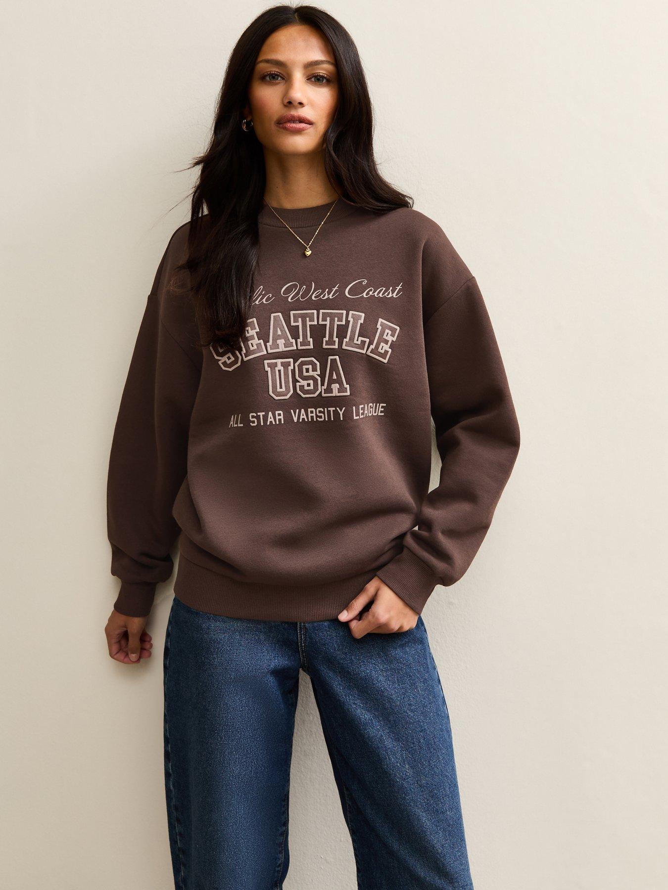 New Look Womens Brown Polyester Blend Sweatshirt Size 8