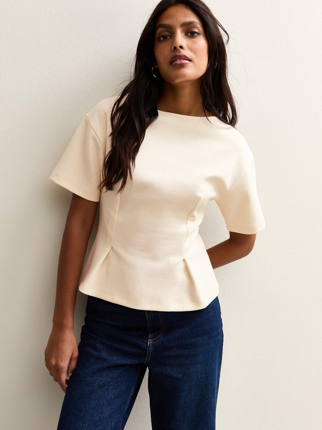  image of new-look-stretch-jersey-ponte-fitted-t-shirt-white