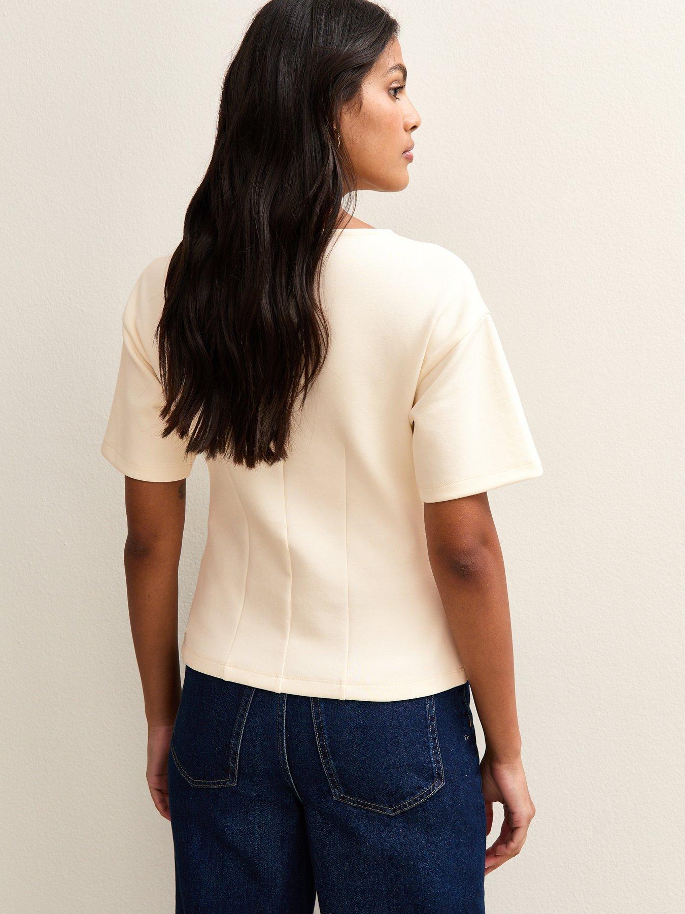  image of new-look-stretch-jersey-ponte-fitted-t-shirt-white