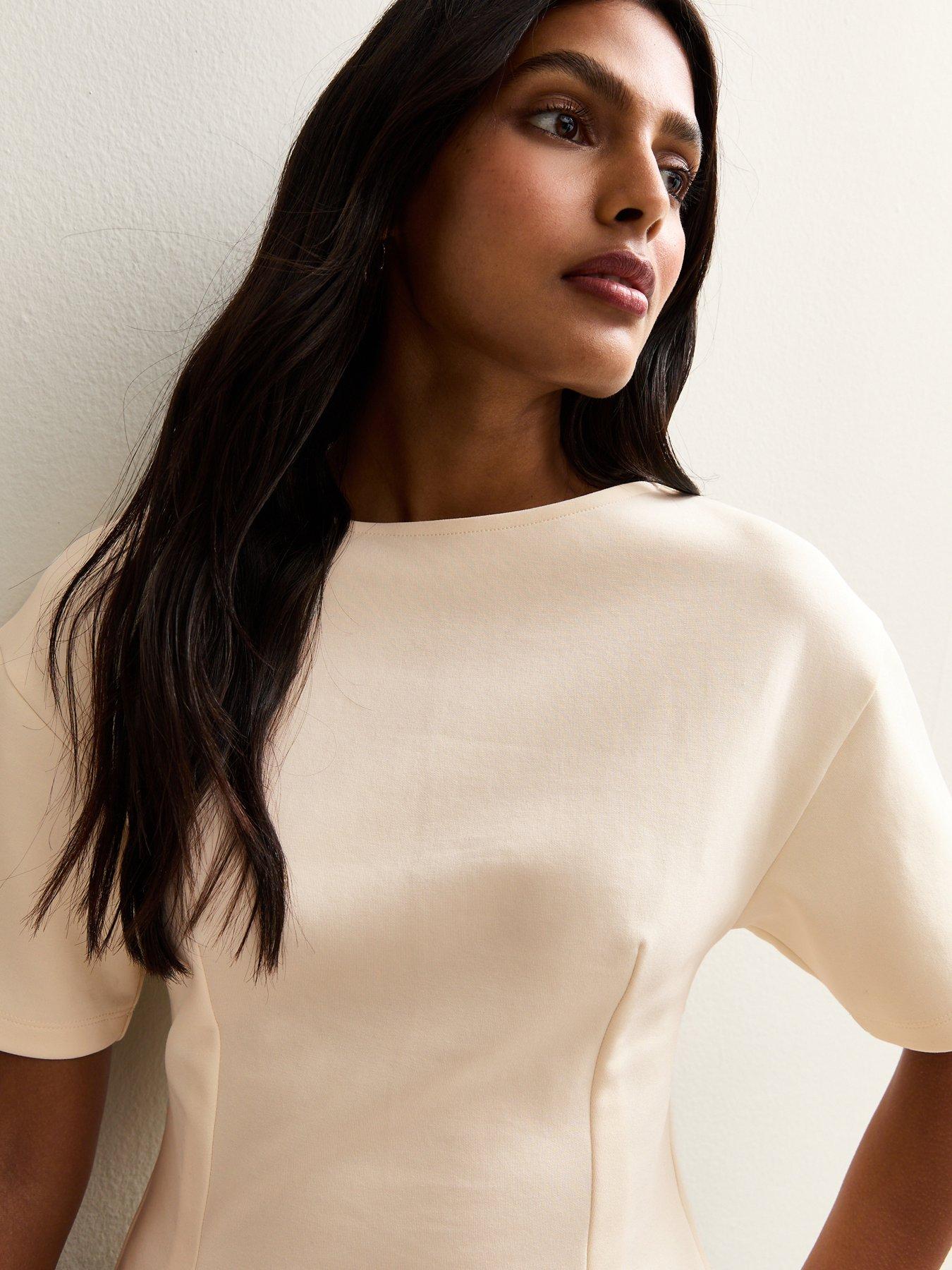  image of new-look-stretch-jersey-ponte-fitted-t-shirt-white