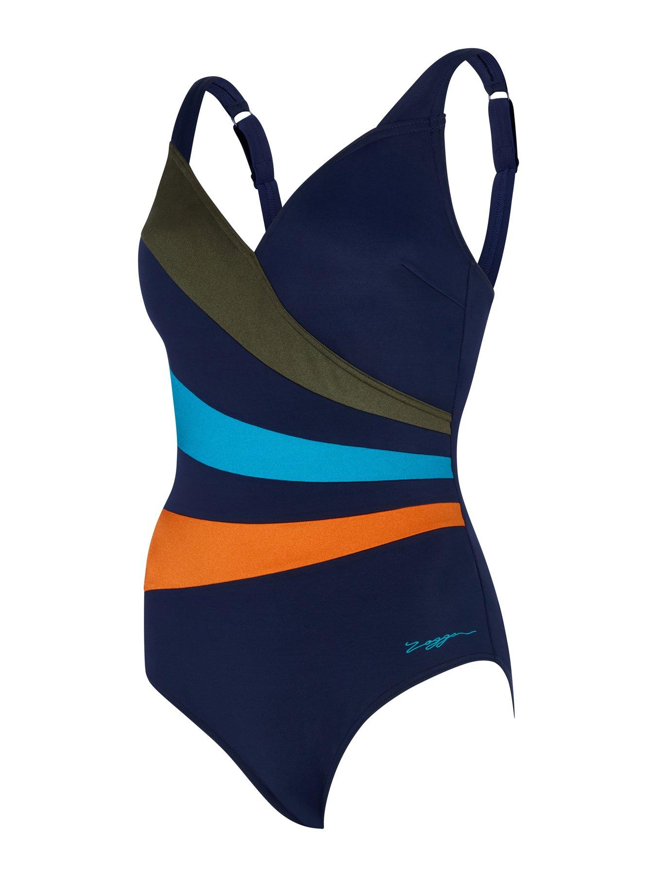 Image 3 of 4 of Zoggs Womens Swim Wrap Panel Classicback Swimsuit - Multi